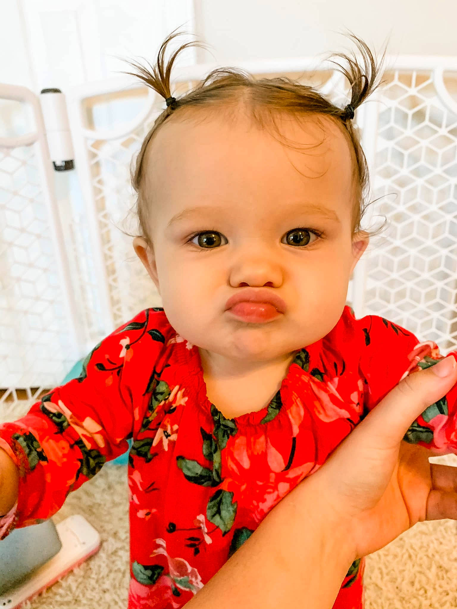 Belle is registered to the contest to win money with this photo: baby, baby_toddler_clothing, cheek, child, child_model, ear, face, finger, hair_accessory, head, headband, lip, nose, person, play, skin, toddler