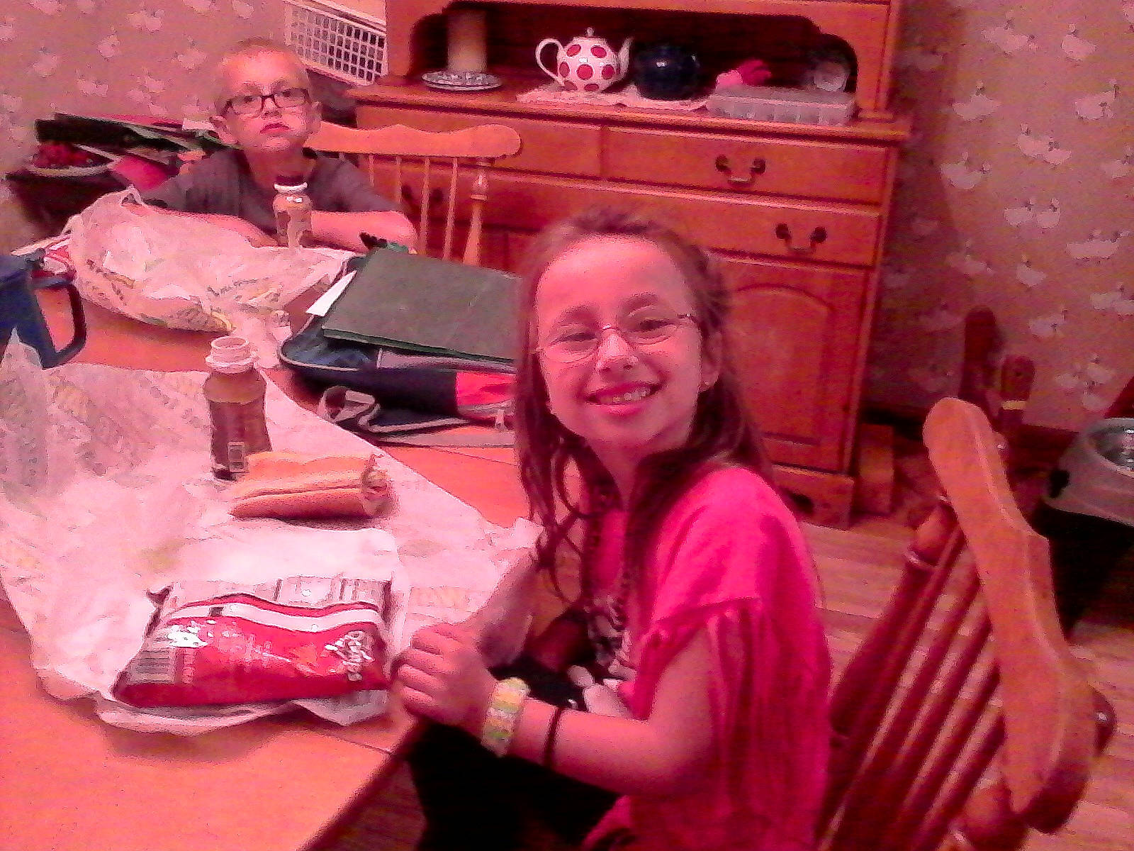 Emily is registered to the contest to win money with this photo: fun, girl, joy, magenta, person, pink, product, red, smile, textile