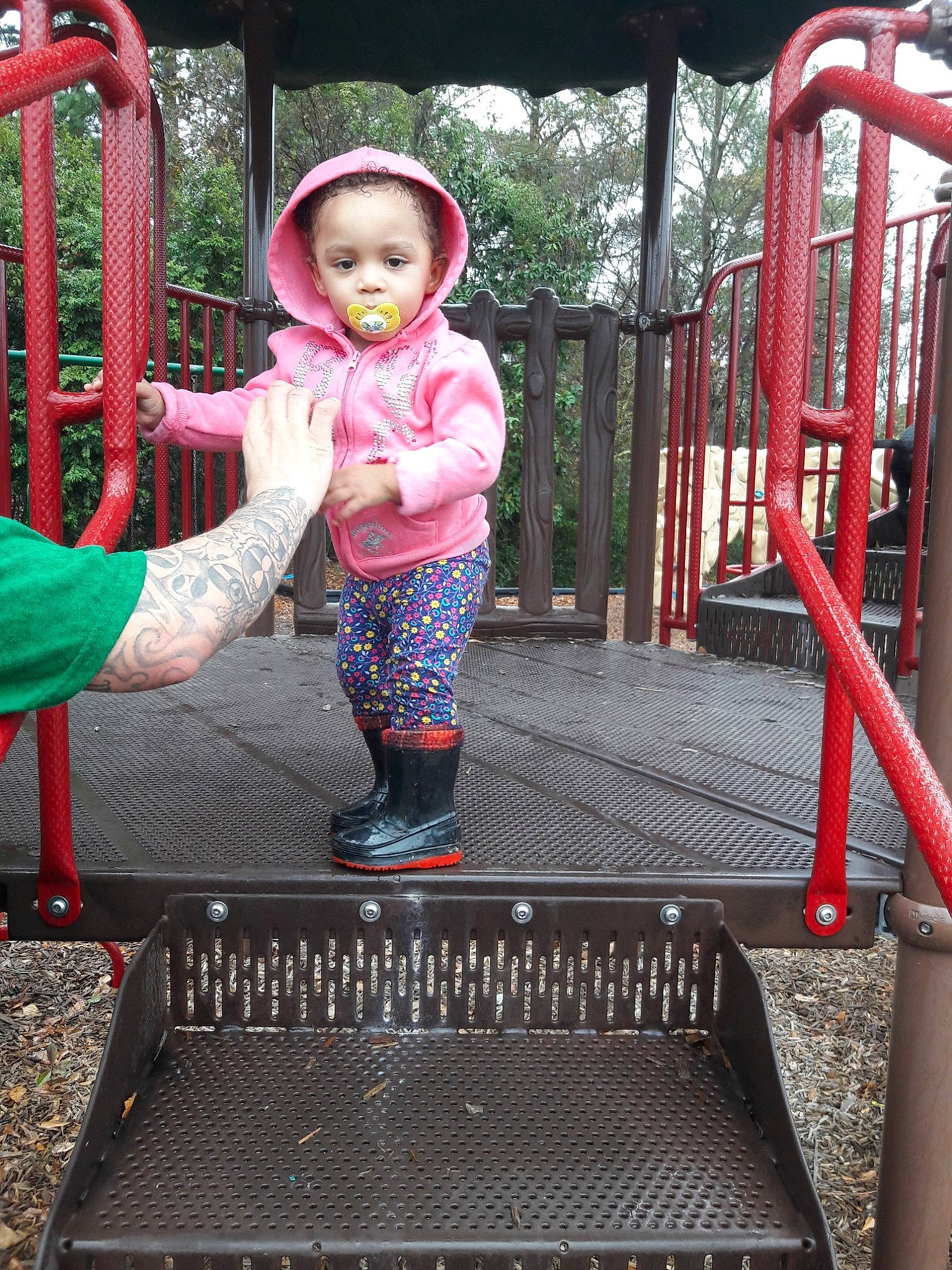 Ariyannah joined the competition — help win amazing prizes! child, day, fun, girl, outdoor_play_equipment, person, play, playground, public_space, recreation, red, toddler