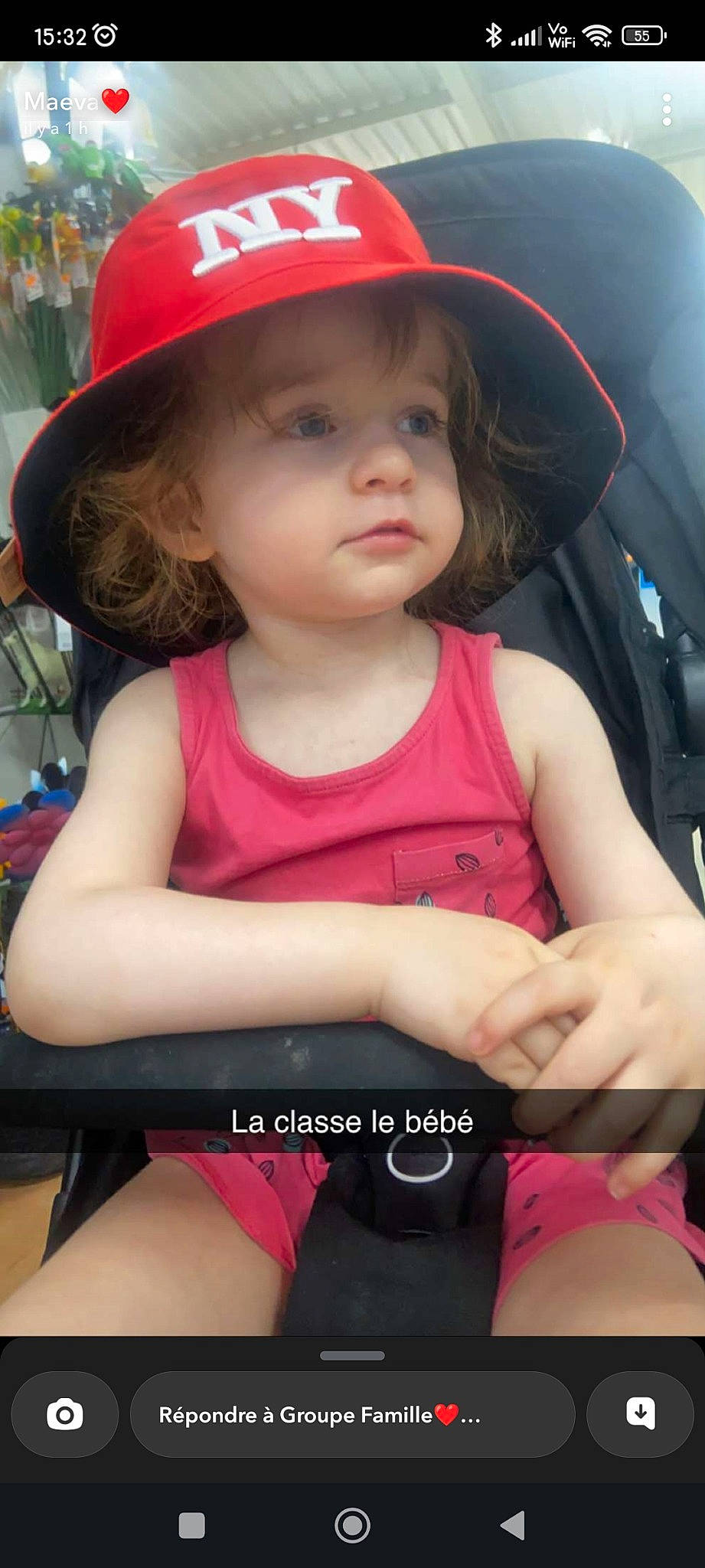 Mélanie participe au concours pour gagner de l'argent avec cette photo : arm, black, cap, child, chin, cool, eye, face, facial_expression, flash_photography, hairstyle, happy, hat, head, headwear, lip, organ, person, pink, product