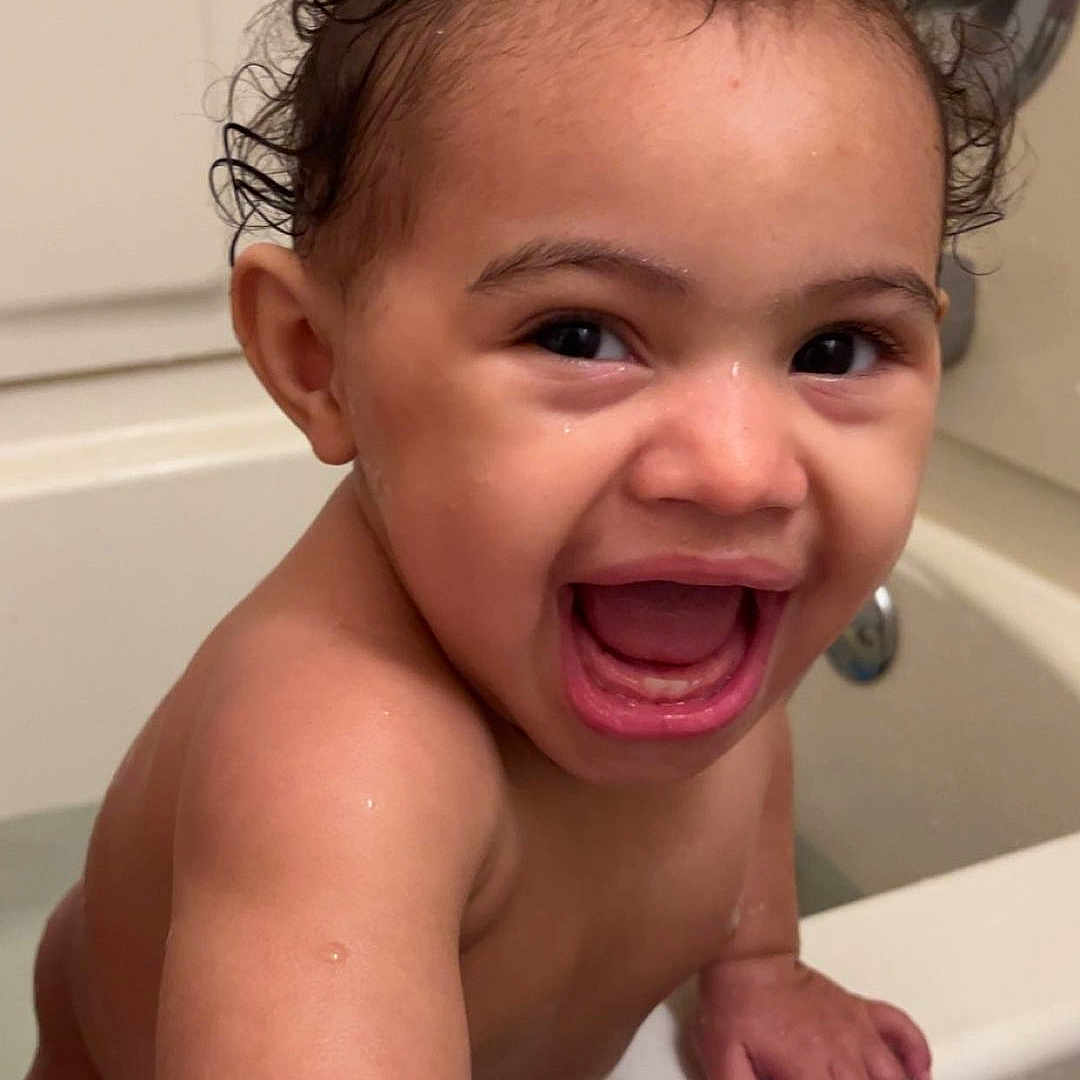 Royalty joined the competition — help win amazing prizes! baby, child, toddler, smiling, laughing, portrait, bathroom, bathtub, bath_time, wet, curly_hair, bare_shoulders, face, eyes, mouth, happy, indoor, close_up, water, family_photo