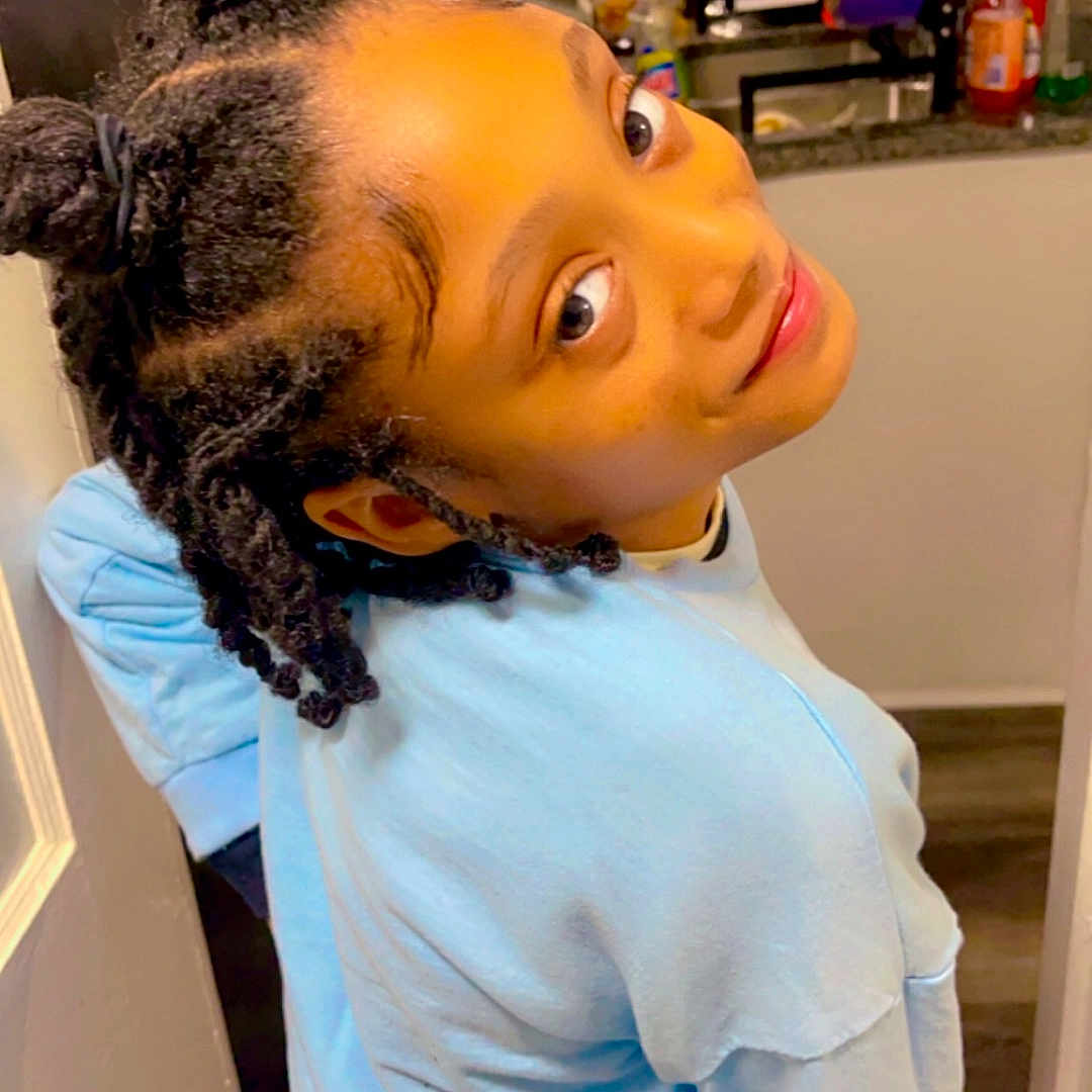 Ava joined the competition — help win amazing prizes! architecture, blackhair, blonde, braid, child, clothing, cornrows, curlyhair, face, female, girl, hair, happy, head, indoors, person, photography, portrait, sleeve, smile