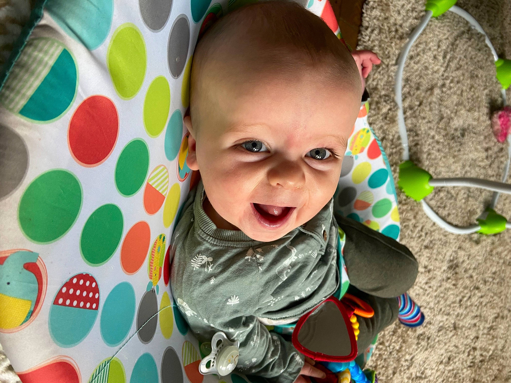 Joel joined the competition — help win amazing prizes! adaptation, baby, baby_toddler_clothing, cheek, child, fun, grass, happy, head, iris, leisure, mouth, nose, person, play, product, sitting, skin, smile, t_shirt