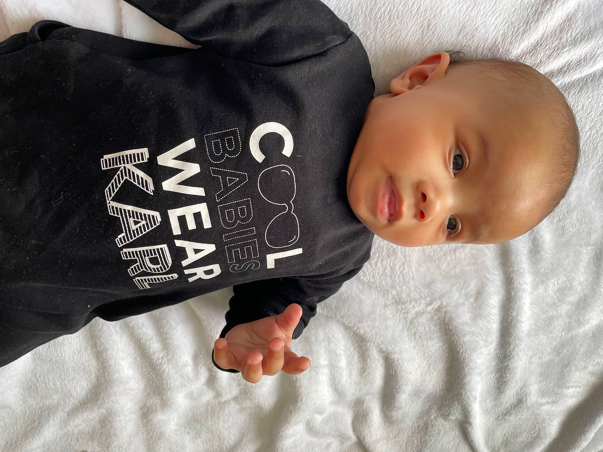 Ralf joined the competition — help win amazing prizes! baby, baby_toddler_clothing, child, collar, comfort, font, linens, person, sleeve, t_shirt, toddler, wood