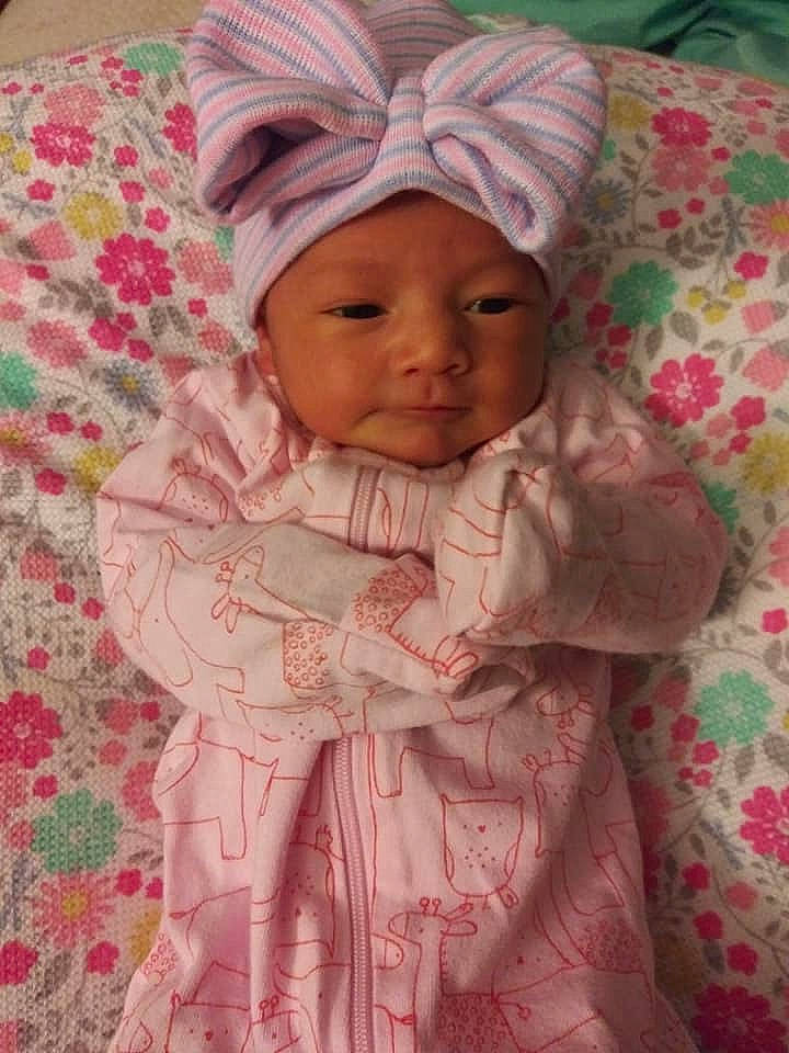 Ariyona joined the competition — help win amazing prizes! baby, bonnet, cheek, child, hair_accessory, head, headgear, headwear, peach, person, pink, skin, textile, toddler