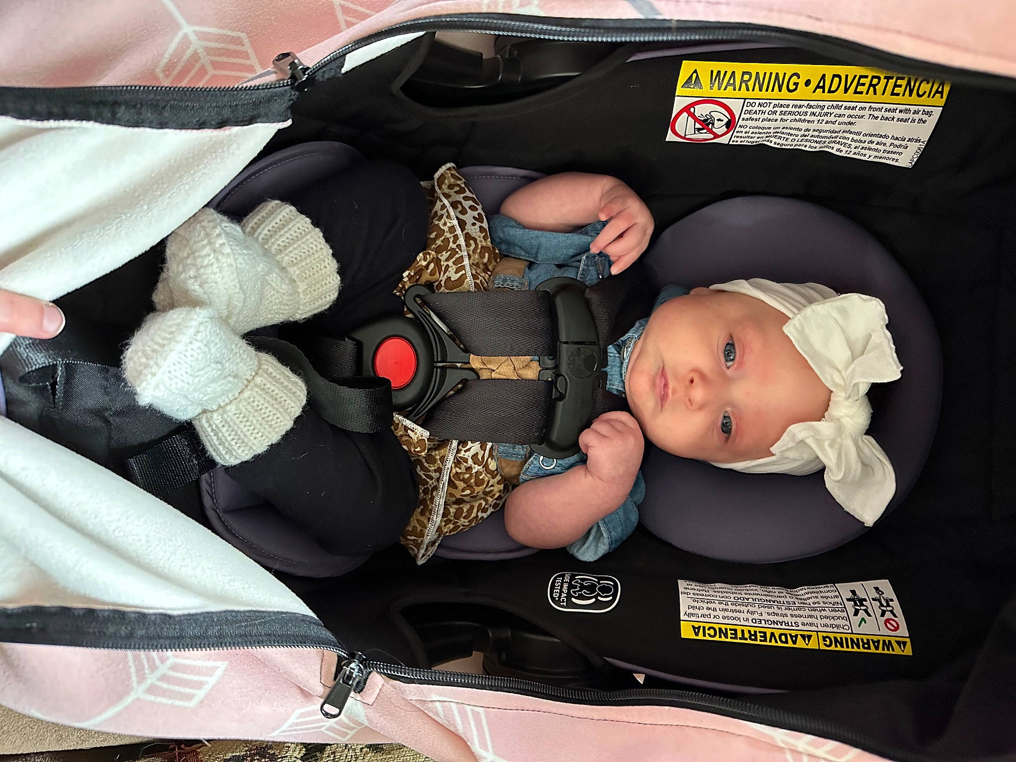 Morgan joined the competition — help win amazing prizes! auto_part, baby, baby_carriage, baby_in_car_seat, baby_products, baby_safety, baby_sleeping, baby_toddler_clothing, car_seat, carmine, child, comfort, fashion_accessory, headwear, linens, pattern, person, toddler