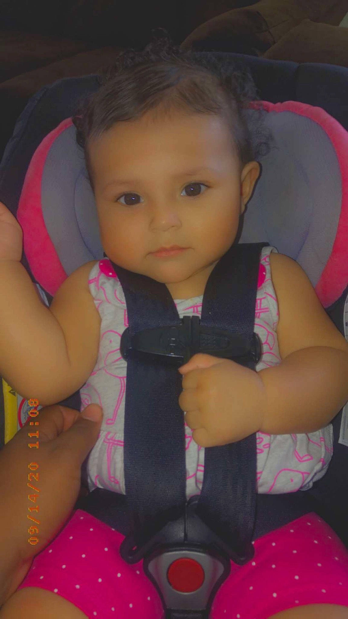 Aria is registered to the contest to win money with this photo: baby_toddler_clothing, cheek, chin, comfort, eye, face, facial_expression, hairstyle, happy, head, human_body, iris, lap, lip, mammal, nose, person, pink, skin, thigh