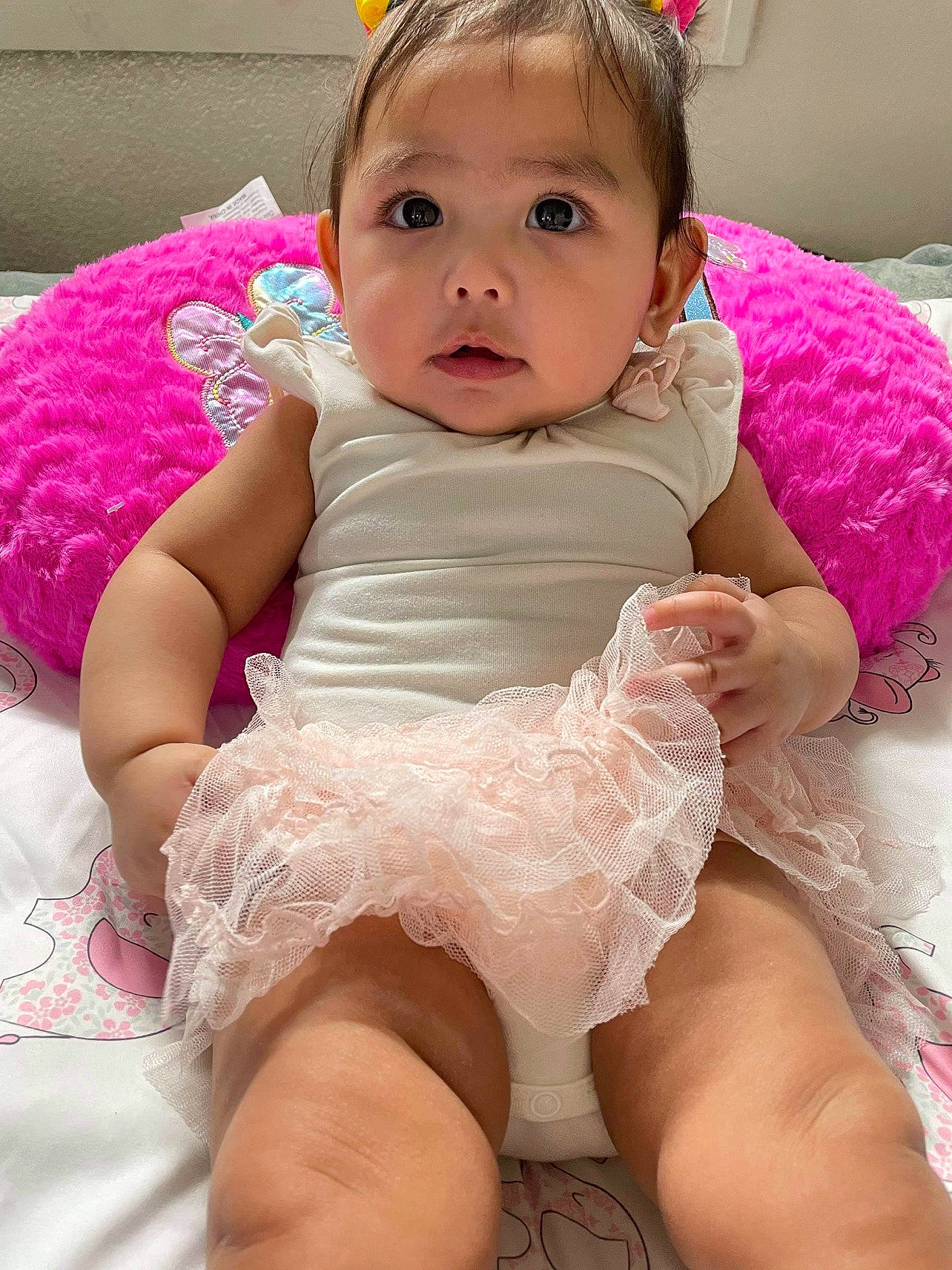 Skye joined the competition — help win amazing prizes! baby_toddler_clothing, cheek, child, comfort, eye, eyelash, face, finger, happy, head, headgear, iris, lip, mouth, person, pink, skin, sleeve, thigh, toddler