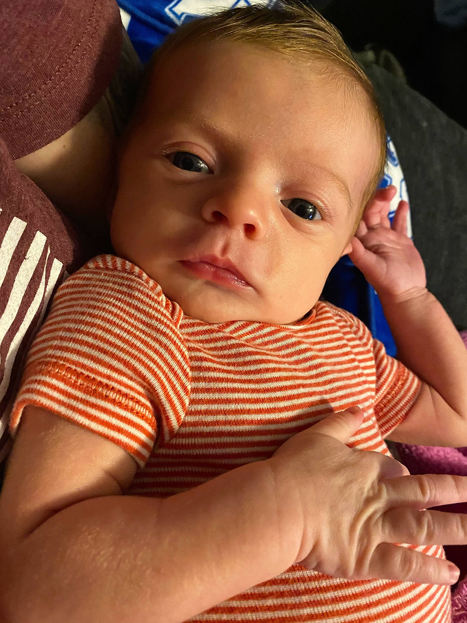 Oaklen is registered to the contest to win money with this photo: baby, baby_products, baby_toddler_clothing, cheek, child, comfort, eye, eyebrow, eyelash, finger, hand, iris, lip, nail, person, skin, thumb, toddler