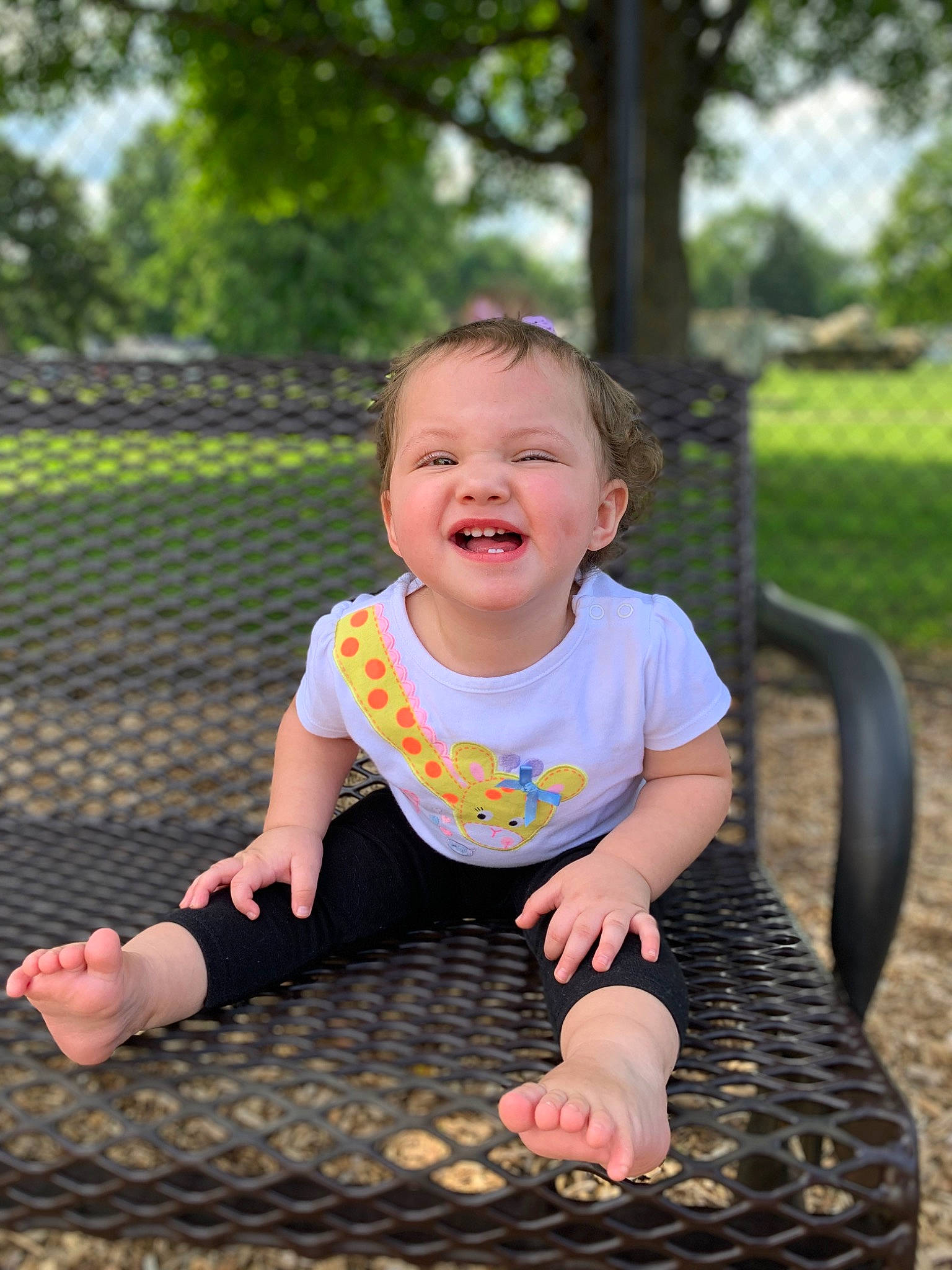 Nyomi joined the competition — help win amazing prizes! baby, baby_toddler_clothing, city, flash_photography, fun, grass, happy, human_settlement, joy, leisure, people_in_nature, person, plant, recreation, sitting, skin, sleeve, smile, t_shirt, toddler