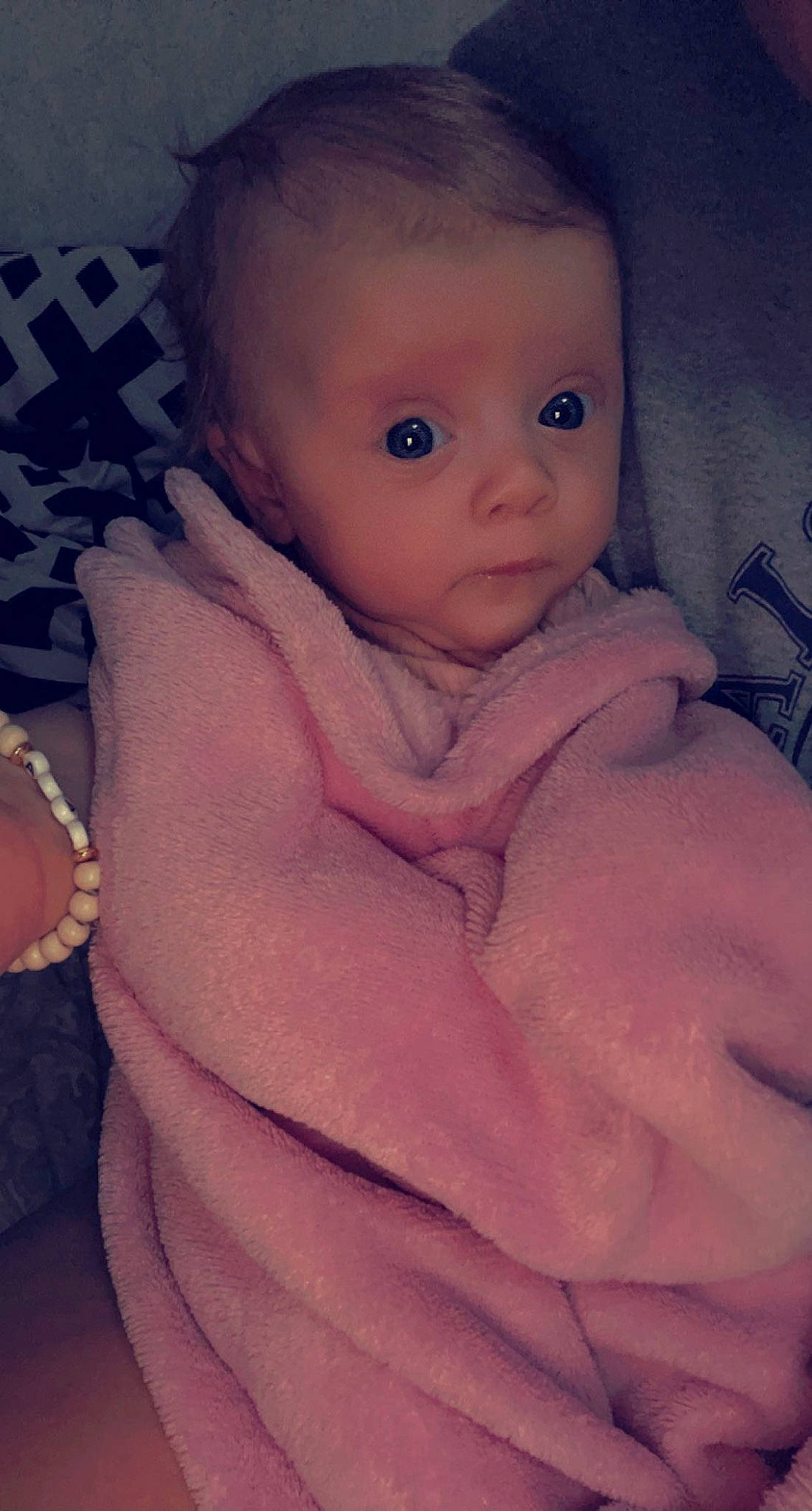 Kaiya is registered to the contest to win money with this photo: baby, baby_toddler_clothing, cheek, comfort, ear, eye, eyebrow, eyelash, finger, flash_photography, gesture, human_body, iris, lip, mouth, nose, person, pink, skin, sleeve