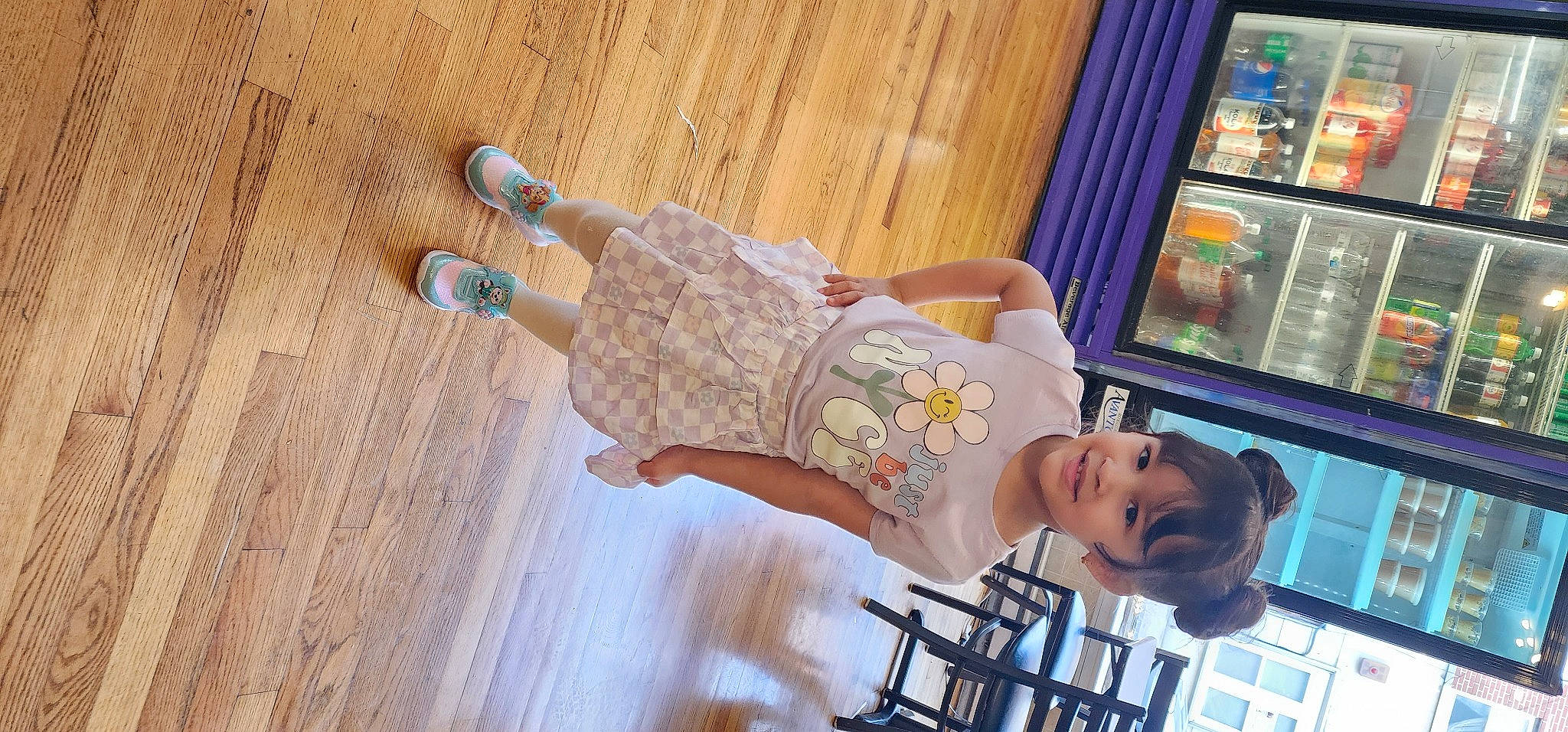 Hailee joined the competition — help win amazing prizes! abdomen, child, curtain, finger, flooring, fun, happy, hardwood, human_leg, joy, leisure, pattern, person, plant, room, shelf, thigh, tree, waist, wood