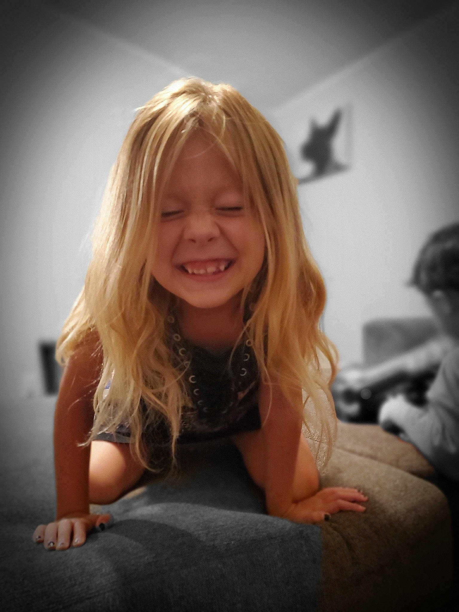 Emi joined the competition — help win amazing prizes! beauty, blond, brown_hair, child, facial_expression, fun, hair, hairstyle, hand, happy, joy, long_hair, person, photo_shoot, photography, portrait, sitting, smile