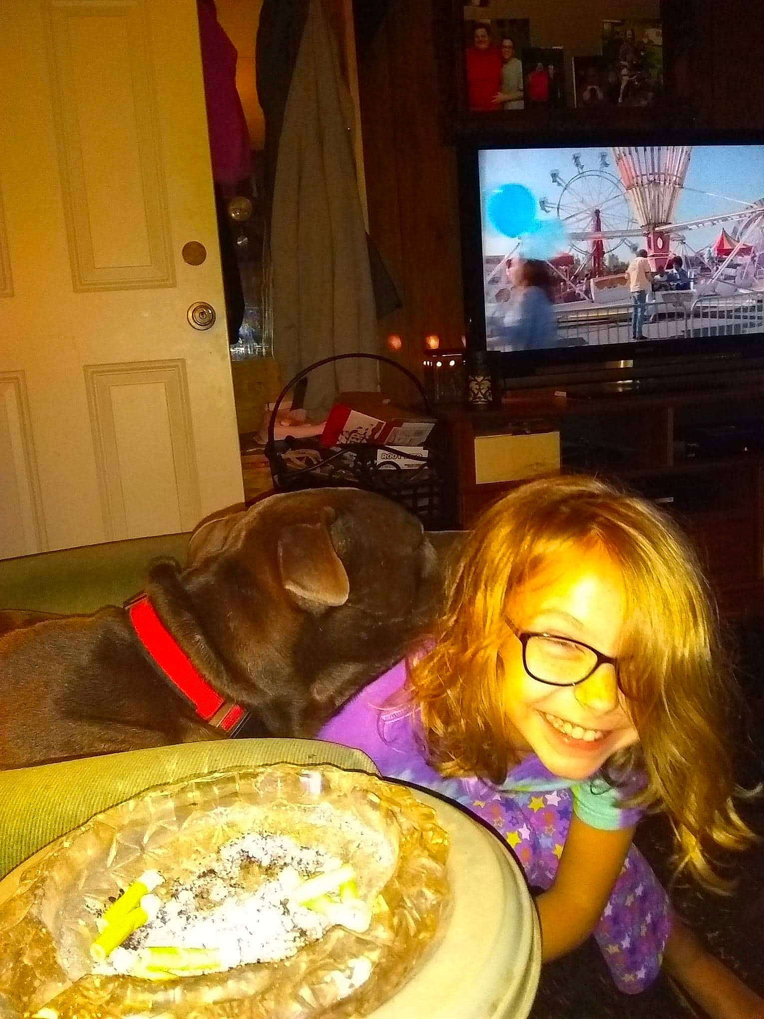 Deuce joined the competition — help win amazing prizes! audio_equipment, carnivore, companion_dog, display_device, dog, dog_breed, door, flat_panel_display, flooring, fun, fur, gadget, home_appliance, ingredient, led_backlit_lcd_display, plate, smile, tableware, television, television_set