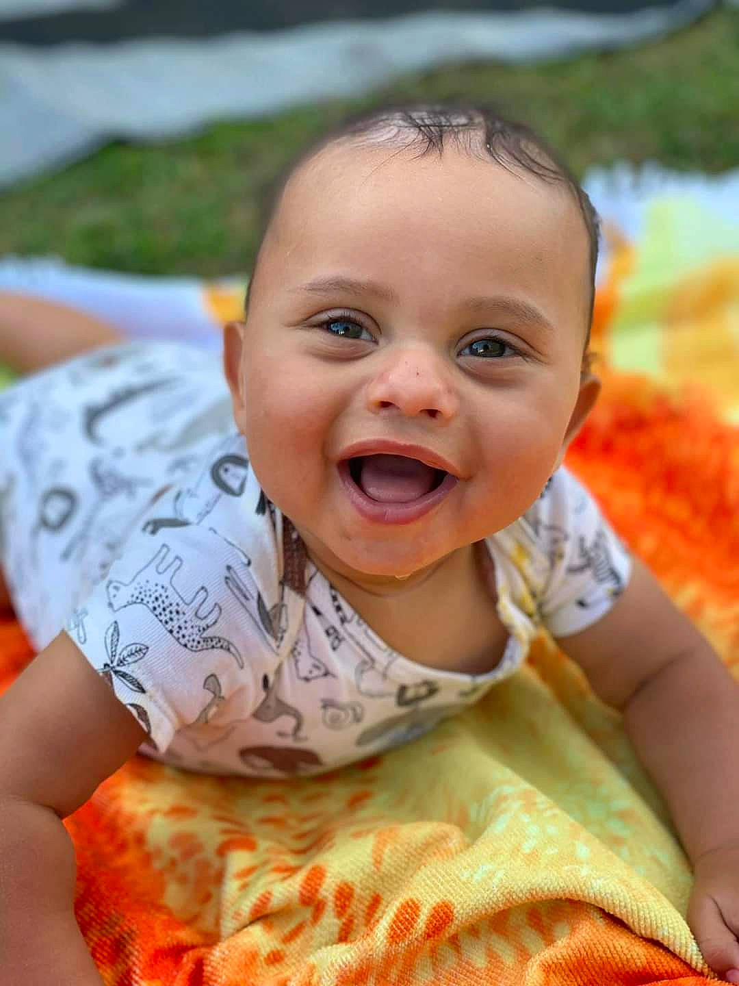 Leon is registered to the contest to win money with this photo: baby, cheek, child, chin, eye, face, facial_expression, fun, happy, head, laugh, lip, mouth, nose, people, person, skin, smile, summer, toddler