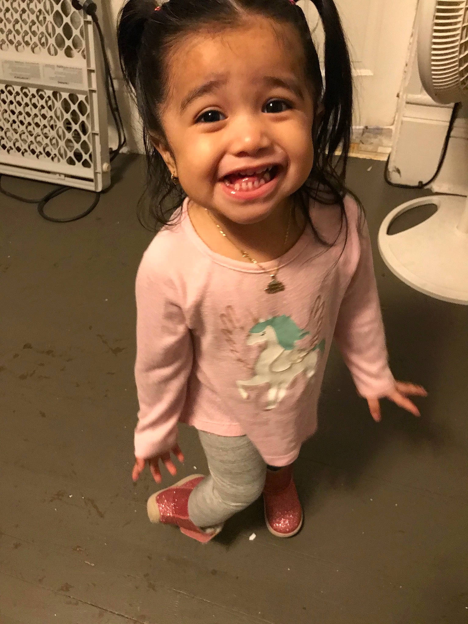 Mila joined the competition — help win amazing prizes! baby, cheek, child, face, facial_expression, floor, fun, happy, head, joy, nose, person, play, skin, smile, standing, toddler, tooth