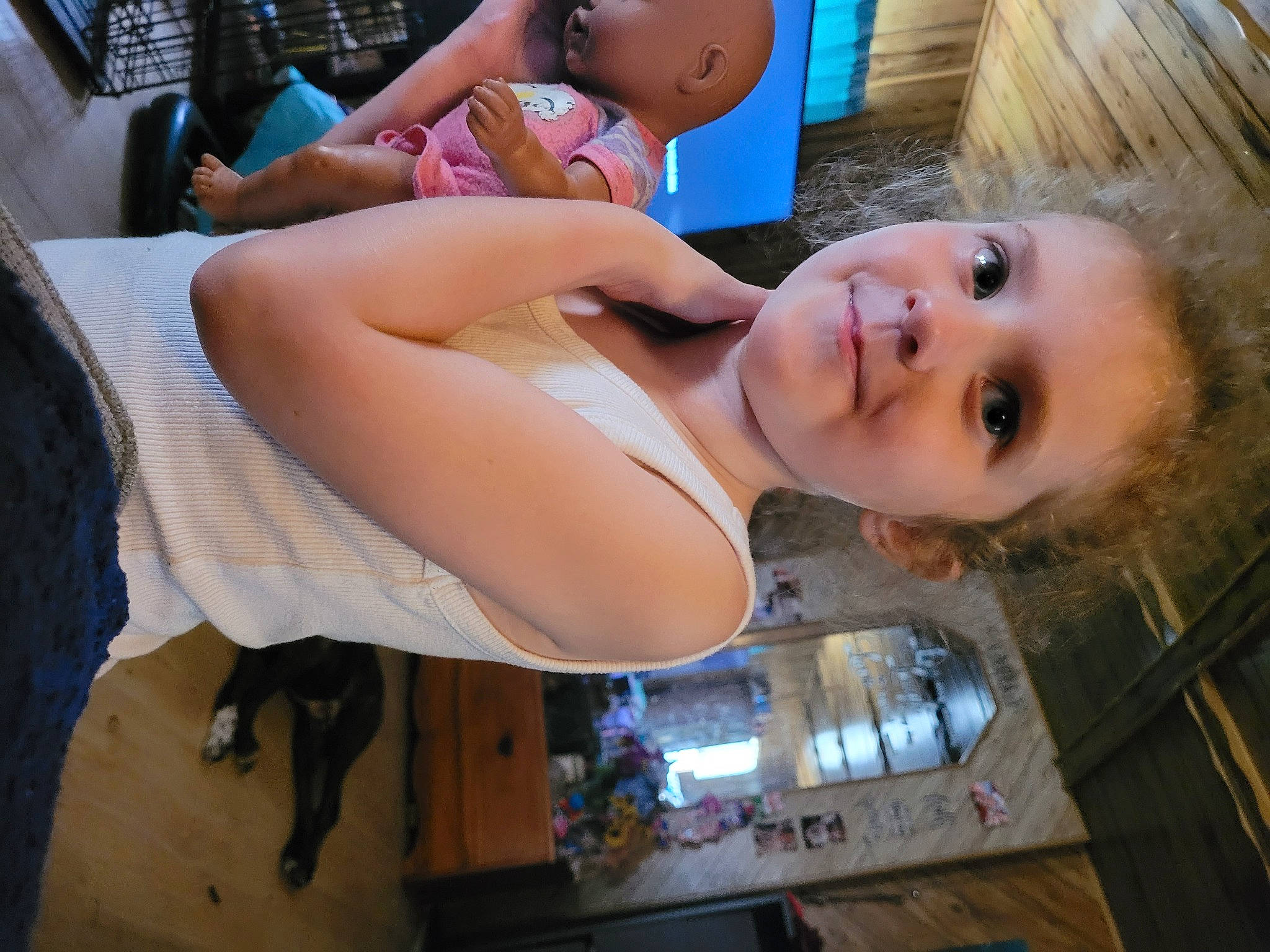 Raelynn is registered to the contest to win money with this photo: abdomen, black_hair, chest, child, elbow, eyelash, fun, happy, human_leg, joy, leisure, lip, mouth, person, portrait_photography, skin, smile, thigh, throat, toddler