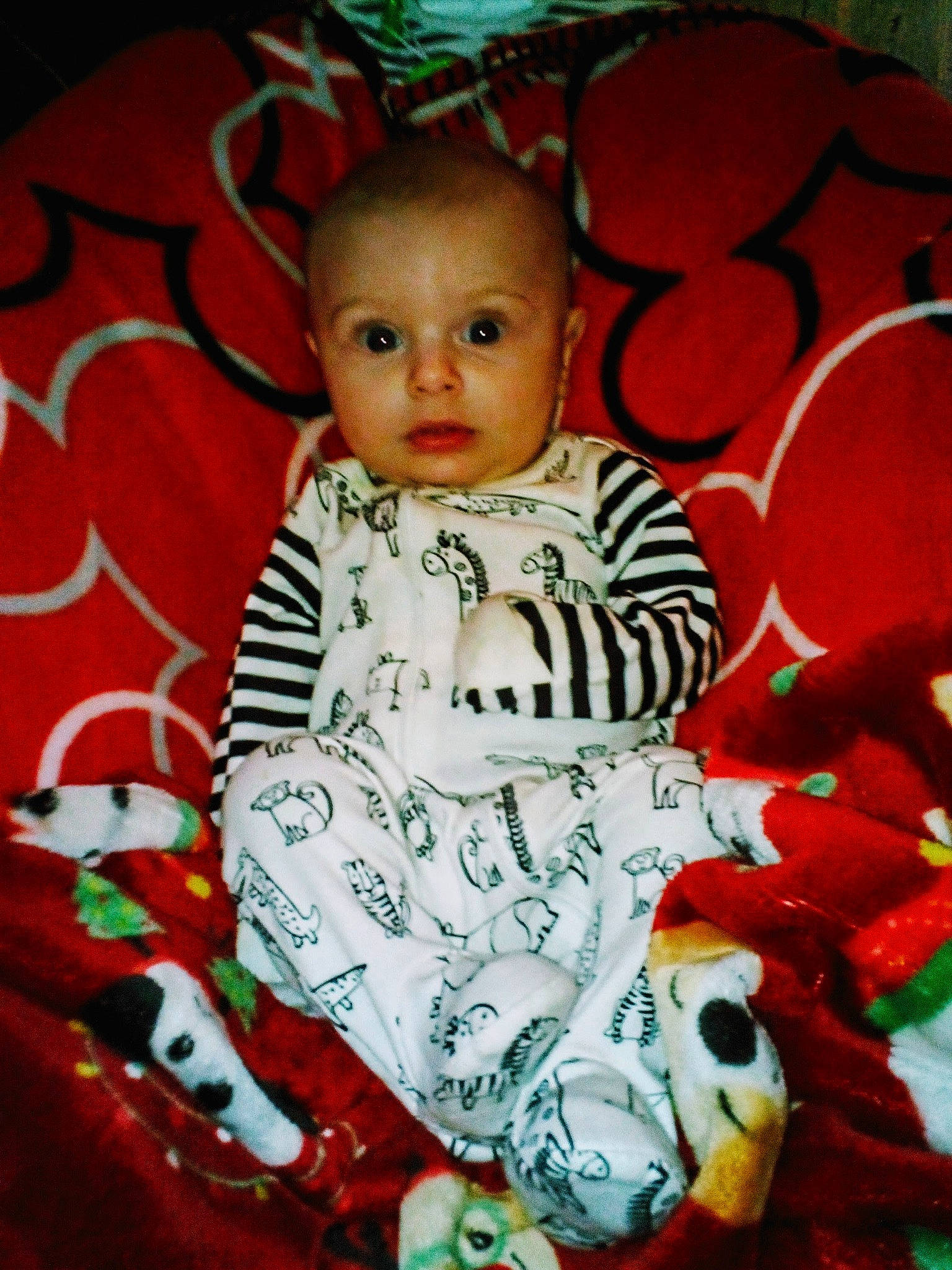 Dennis is registered to the contest to win money with this photo: baby, baby_toddler_clothing, carmine, cheek, child, dress, event, happy, pattern, person, portrait_photography, room, sitting, sleeve, textile, toddler