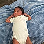 Micah Jackson is registered to the contest to win money with this photo: baby, infant, child, blanket, blue_blanket, onesie, clothing, floor, wood_floor, lying_down, indoors, skin, face, arms, legs, newborn, soft_texture, toddler, candid, portrait