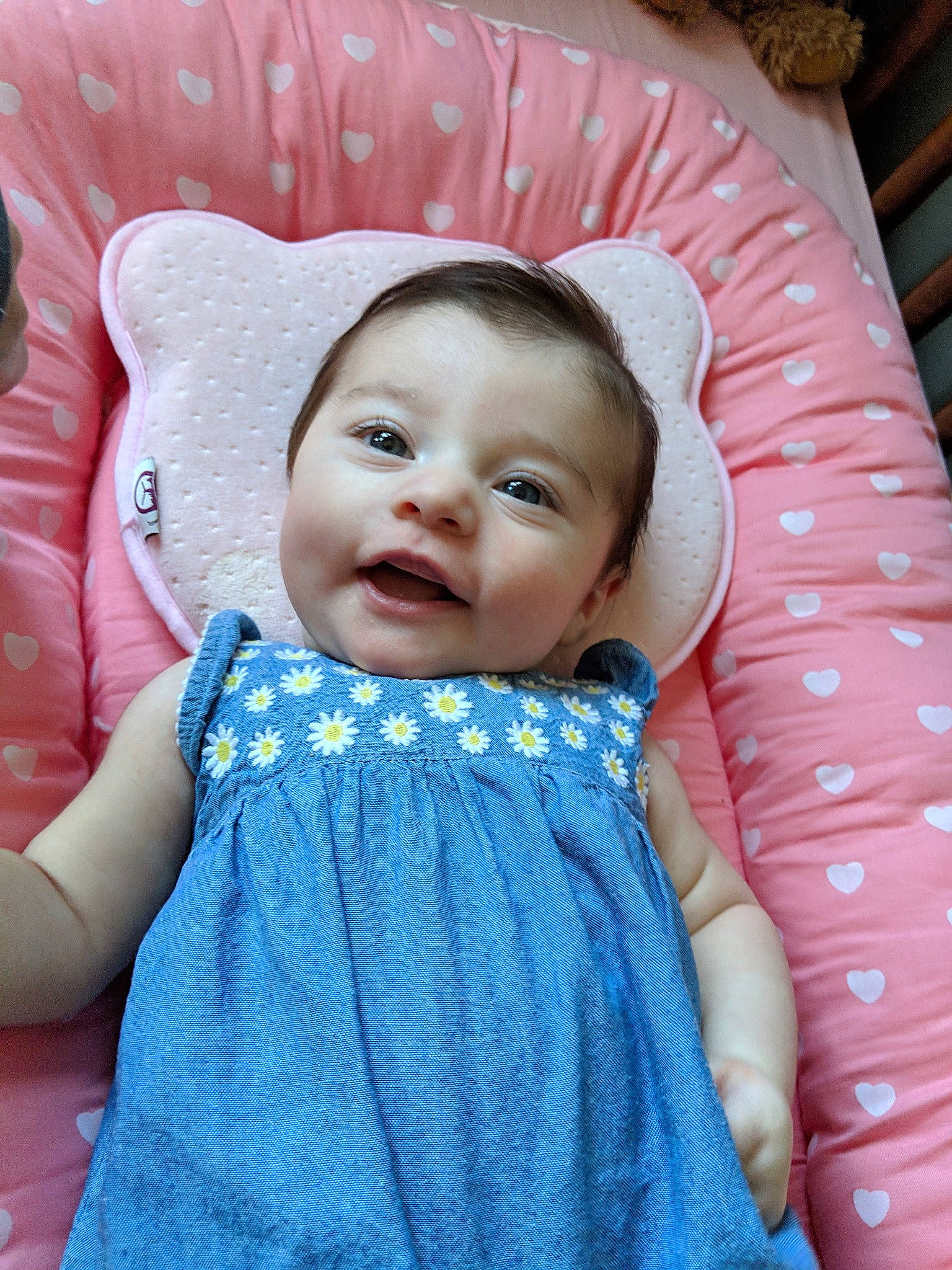 Ella Jean joined the competition — help win amazing prizes! baby, cheek, child, face, head, lip, person, pink, skin, smile, textile, toddler