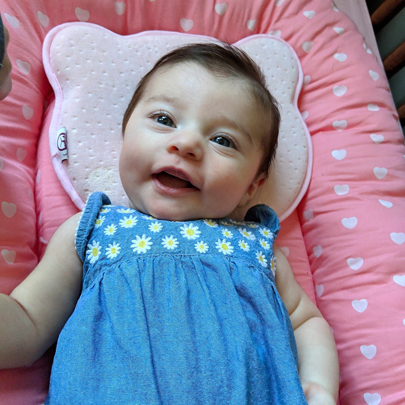 Ella Jean joined the competition — help win amazing prizes! baby, cheek, child, face, head, lip, person, pink, skin, smile, textile, toddler