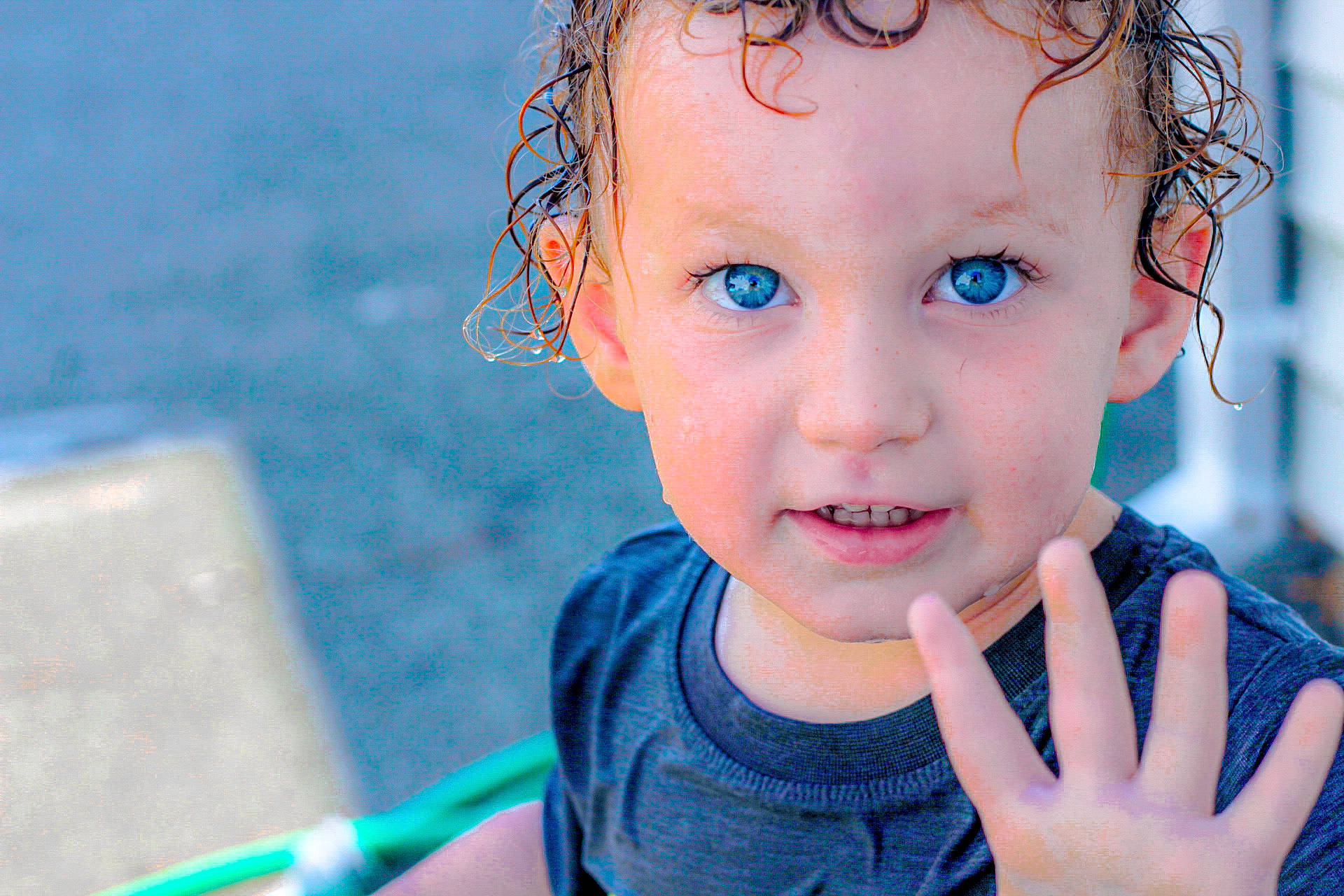 John is registered to the contest to win money with this photo: azure, cheek, child, chin, ear, eye, eyebrow, eyelash, finger, flash_photography, fun, gesture, happy, headwear, iris, lip, nose, person, photograph, skin