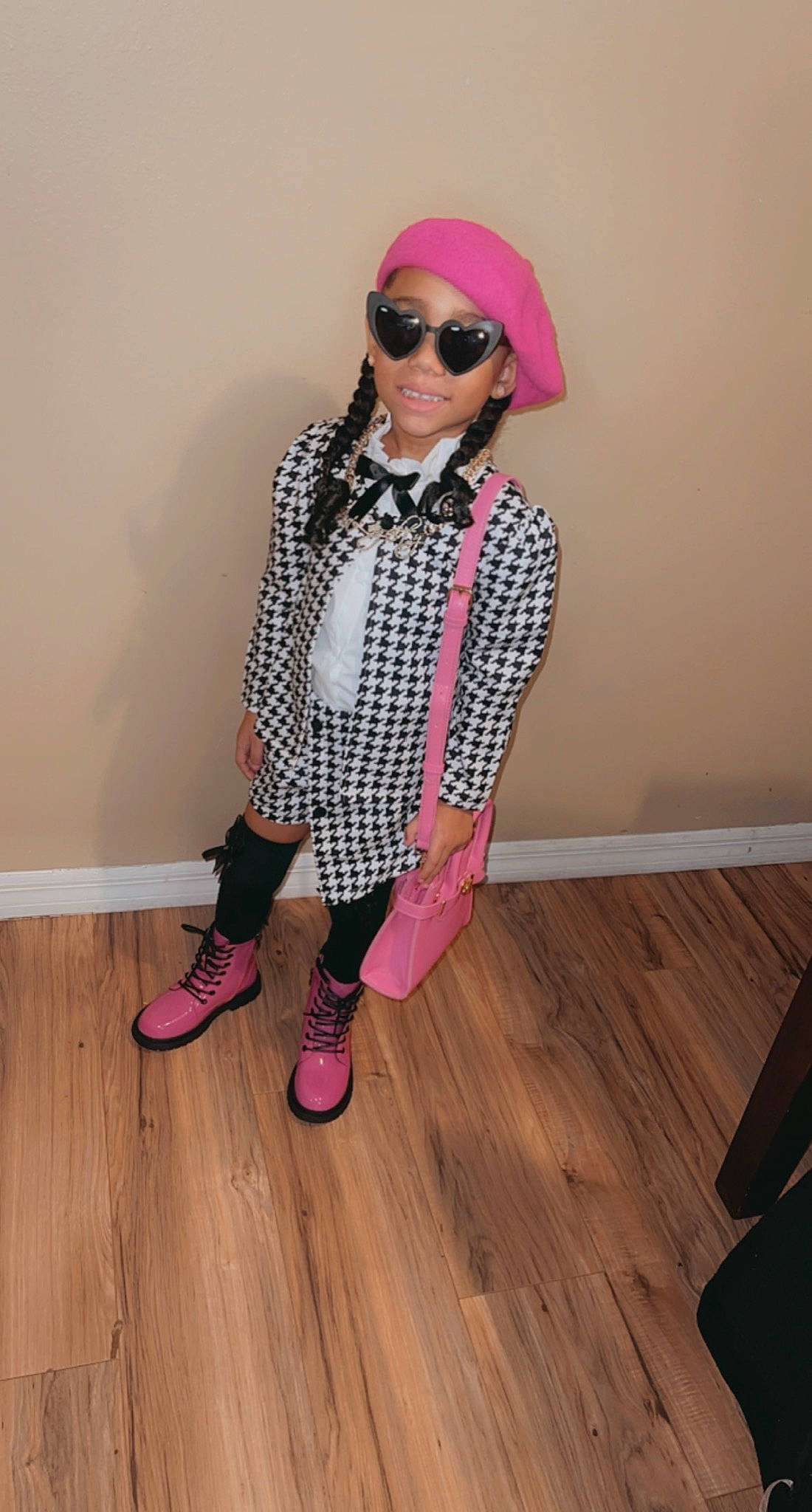 Aaloyalty joined the competition — help win amazing prizes! blazer, cap, eyewear, face, fashion_design, floor, flooring, footwear, glasses, goggles, hardwood, headwear, jacket, magenta, person, pink, sleeve, smile, street_fashion, sunglasses