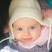 Louise a rejoint le concours — aidez-le/la à gagner de superbes lots ! baby_toddler_clothing, bonnet, cheek, child, chin, costume_accessory, eyebrow, eyelash, headgear, iris, lip, nose, organ, photography, product, skin, textile, toddler, winter, wool