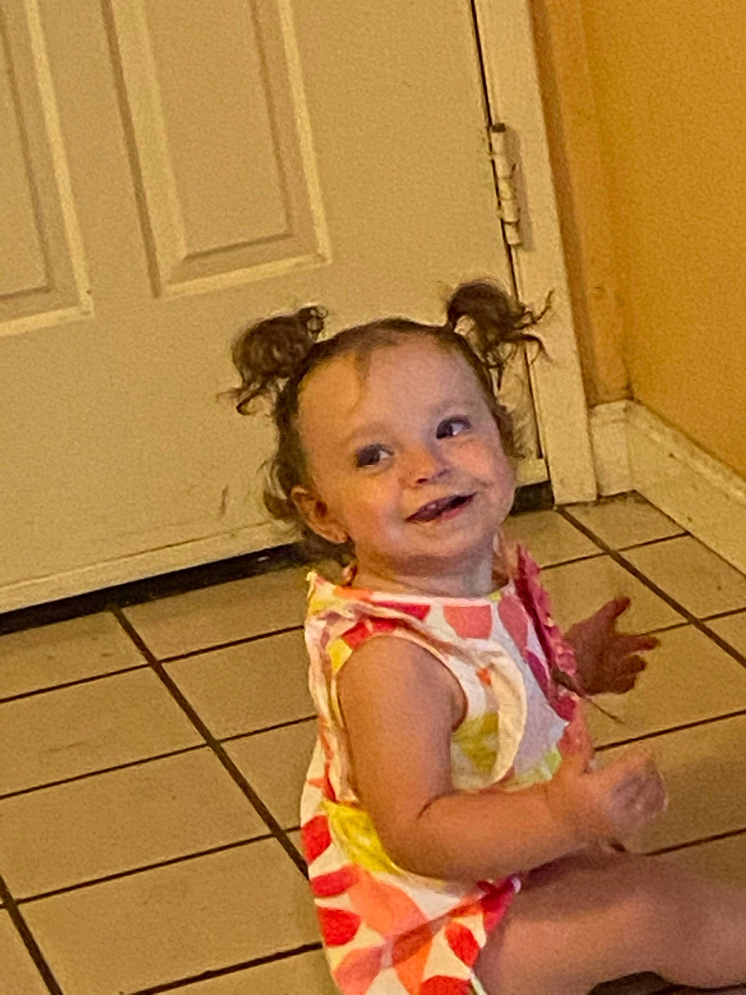 Genesis joined the competition — help win amazing prizes! baby_toddler_clothing, cheek, child, clothing, costume, door, dress, event, flooring, fun, happy, headband, jewellery, joy, magenta, person, pink, room, skin, smile