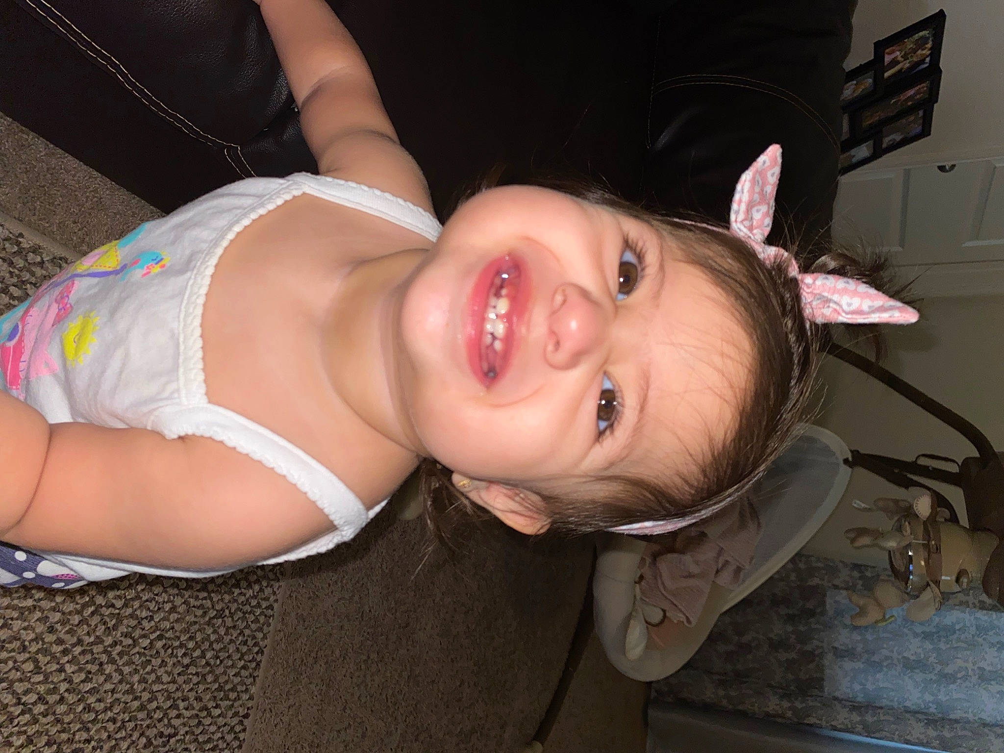 Melissa is registered to the contest to win money with this photo: arm, black_hair, cheek, chest, elbow, eyelash, flash_photography, fun, happy, human_body, jaw, joy, lip, mouth, nose, person, shoulder, skin, smile, thigh