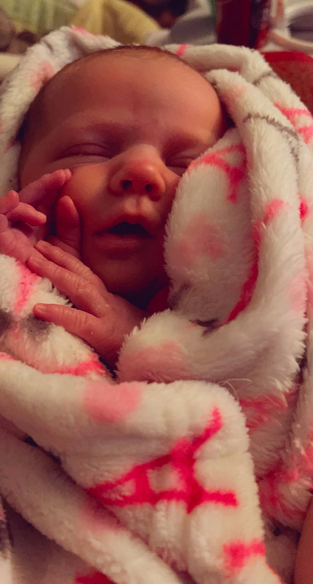 Veda joined the competition — help win amazing prizes! baby, carmine, cheek, child, close_up, comfort, flesh, fur, gesture, happy, head, mouth, nose, peach, person, photograph, pink, red, skin, thumb
