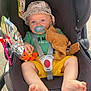 Jaïden participe au concours pour gagner de l'argent avec cette photo : baby, blue_eyes, car_seat, casual, child, cute, feet, green_shirt, happy, hat, infant, outdoor, pacifier, plush, seatbelt, stroller, summer, sunny, toy, yellow_shorts
