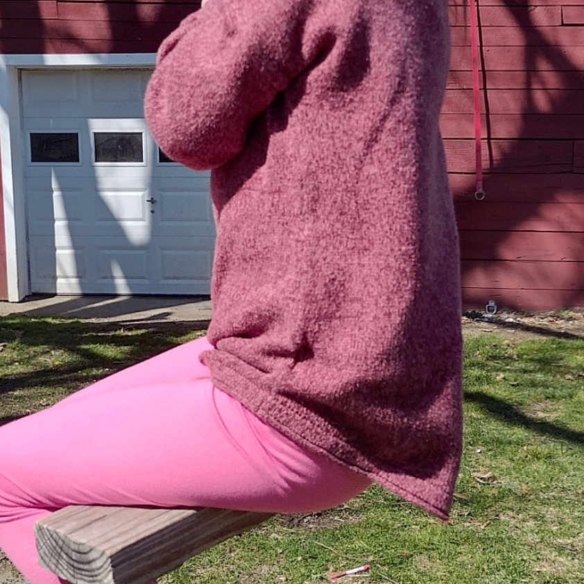 Ryleigh joined the competition — help win amazing prizes! child, clothing, face, female, footwear, girl, grass, head, knitwear, longsleeve, pants, person, photography, plant, portrait, purple, shoe, sleeve, sneaker, sweater