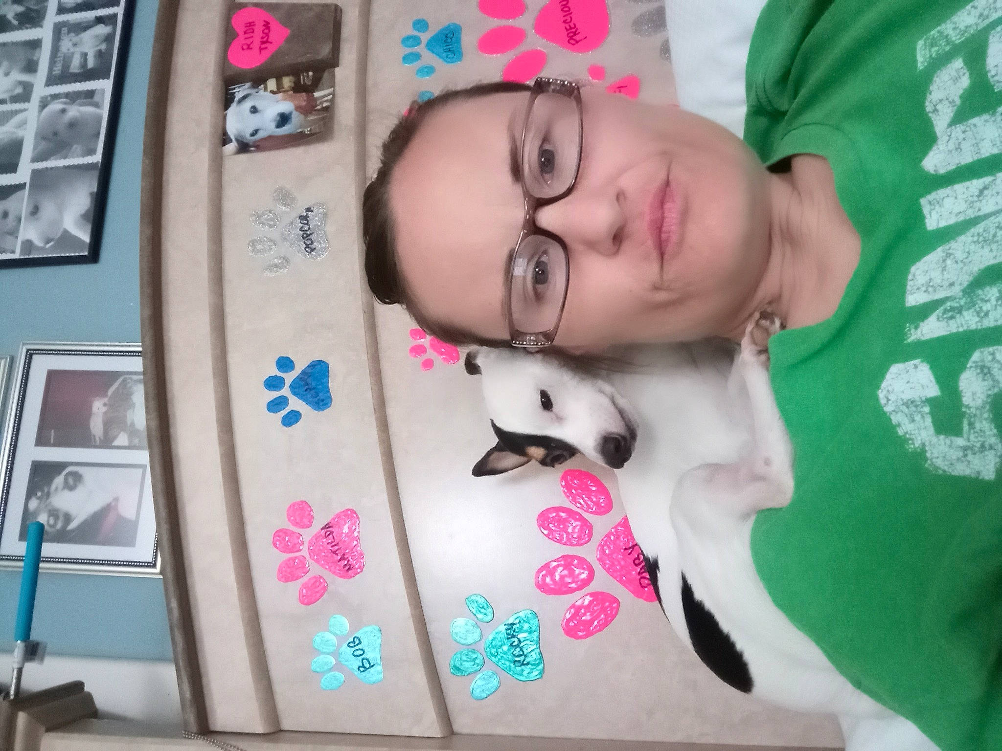 Riley joined the competition — help win amazing prizes! art, child, eyebrow, eyelash, eyewear, fashion_accessory, glasses, green, happy, input_device, magenta, office_equipment, pattern, pink, room, sleeve, smile, visual_arts