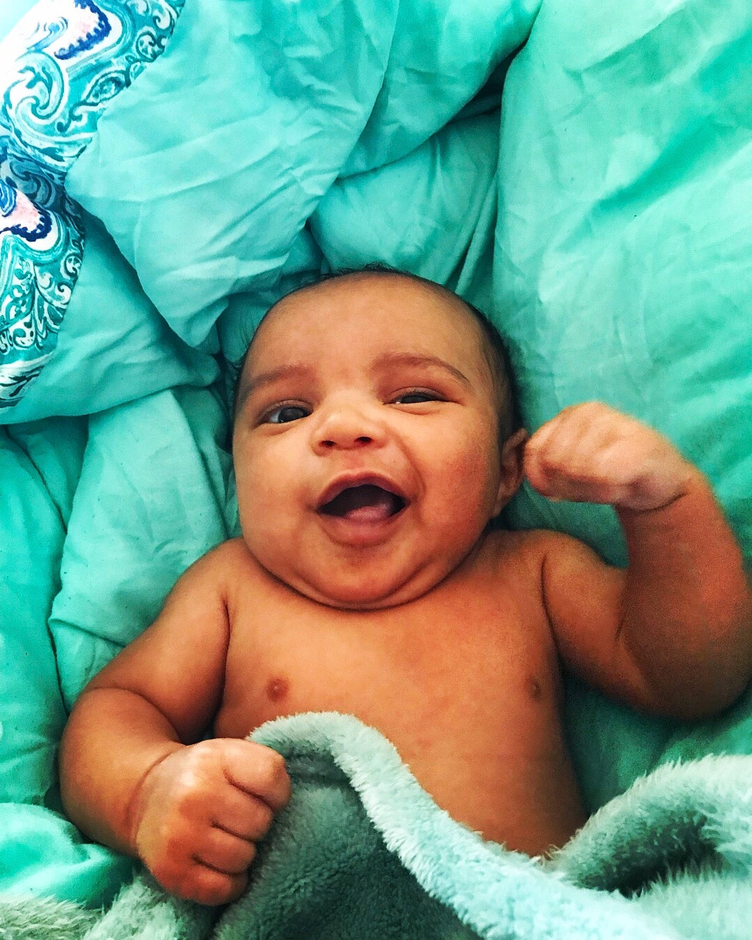 Jacoby joined the competition — help win amazing prizes! black_hair, cheek, child, close_up, eye, face, facial_expression, finger, fun, girl, hand, head, infant, laughter, lip, mouth, nose, person, skin, smile