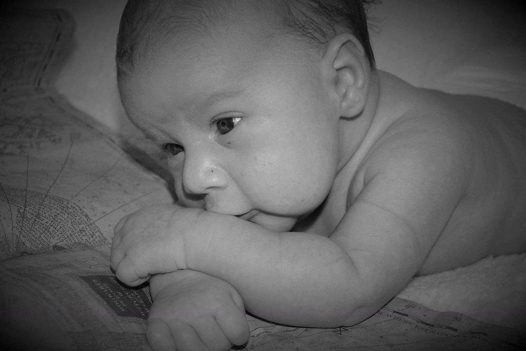 Grayson is registered to the contest to win money with this photo: baby, black, black_and_white, cheek, child, eye, face, hand, head, lip, monochrome, monochrome_photography, mouth, nose, person, photograph, photography, portrait_photography, skin, toddler