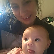 Kingsley joined the competition — help win amazing prizes! baby, woman, child, portrait, indoor, face, smile, tongue, person, holding, casual, hair, clothing, closeup, skin, expression, head, parent, infant, family