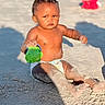 Xaniah Rose is registered to the contest to win money with this photo: toddler, child, beach, sand, toy, diaper, sunlight, shadow, barefoot, outdoor, play, cute, portrait, summer, small, person, skin, curly_hair, serious_expression, fun
