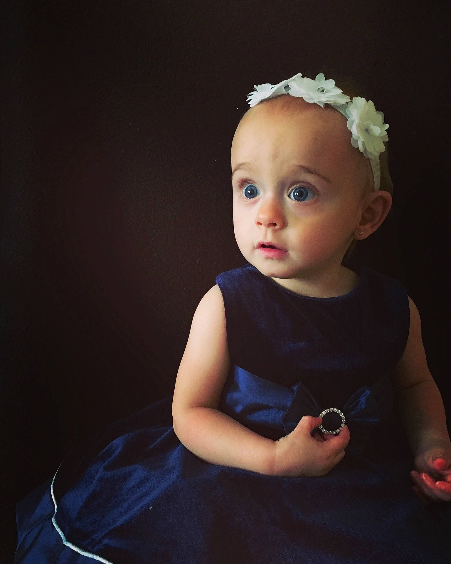 Sophia Grace is registered to the contest to win money with this photo: child, eye, girl, hair_accessory, headband, headgear, headpiece, infant, person, portrait, portrait_photography, sitting, skin, smile, standing, surprise, toddler