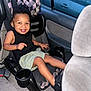 Quintrell joined the competition — help win amazing prizes! child, toddler, car_seat, car_interior, smiling, black_tank_top, light_shorts, shoes, seatbelt, window, car_door, cup_holder, black_hair, happy, seat, safety, travel, vehicle, portrait, cute