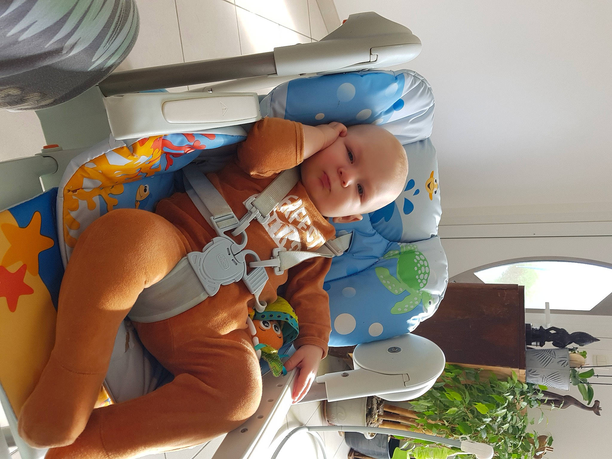 Aaron a rejoint le concours — aidez-le/la à gagner de superbes lots ! arm, baby, chair, child, comfort, elbow, fun, hat, human_leg, knee, leisure, person, room, t_shirt, thigh, toddler, white