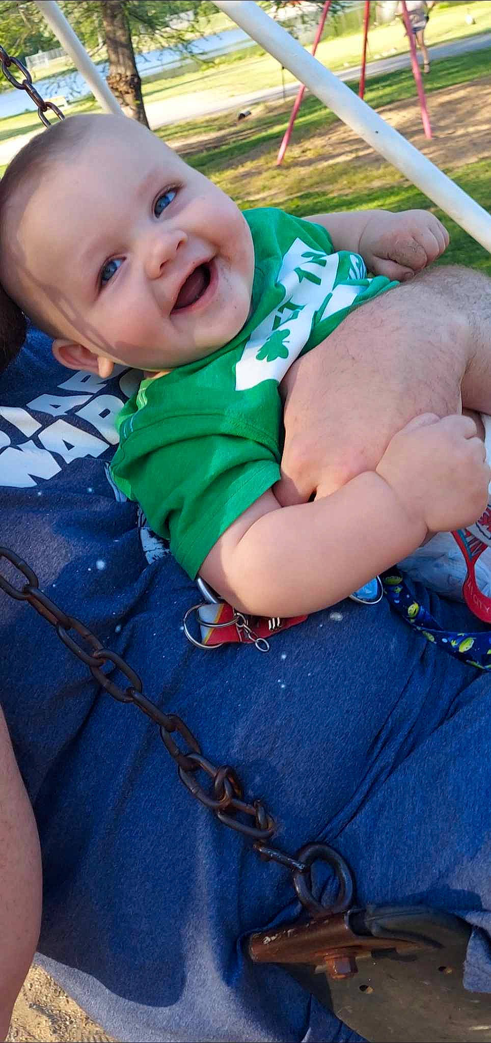 Lachlan joined the competition — help win amazing prizes! baby, baby_toddler_clothing, cheek, child, cool, denim, elbow, electric_blue, eye, finger, fun, grass, happy, head, joy, mouth, pattern, person, sitting, skin