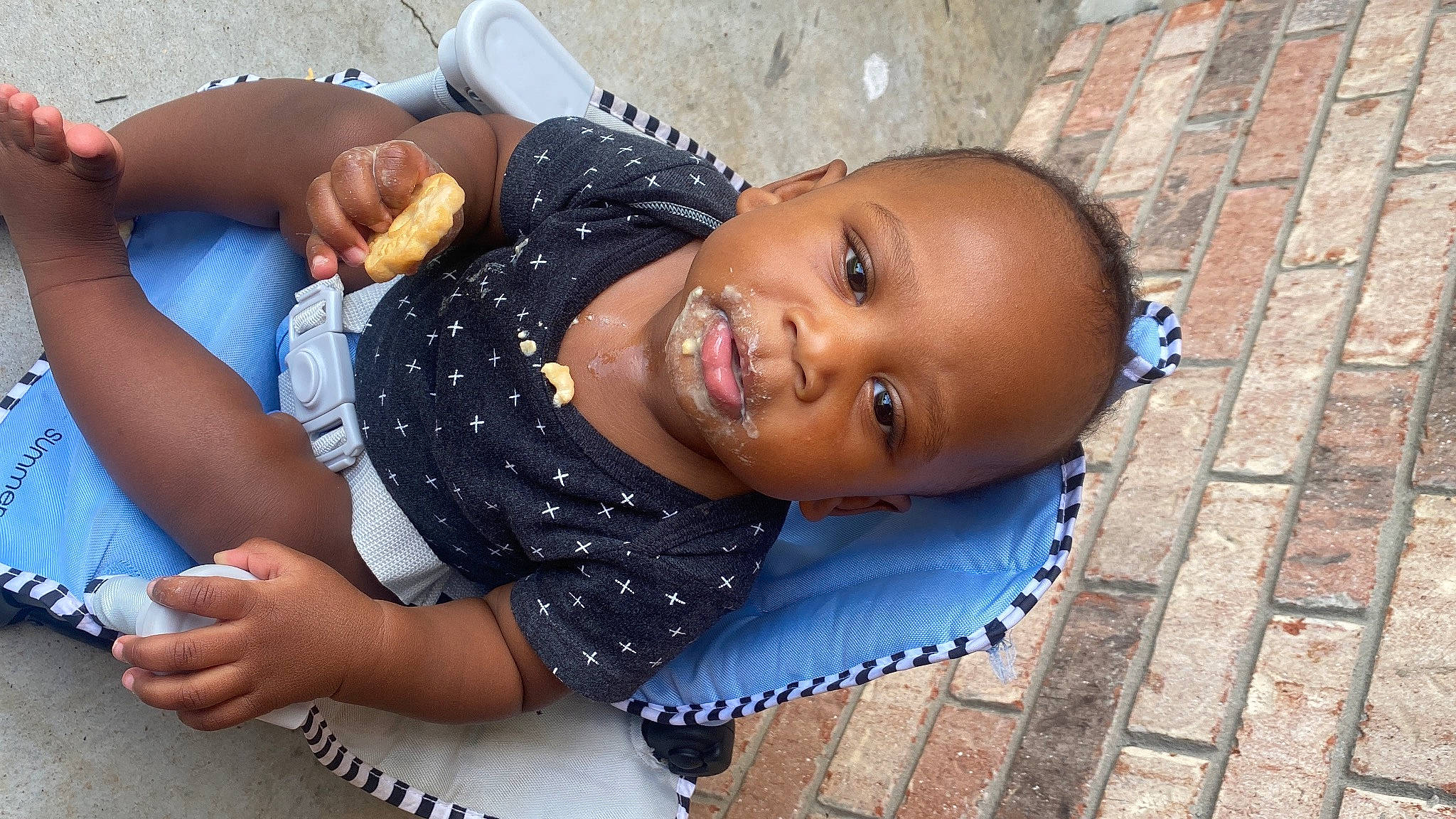 Arian joined the competition — help win amazing prizes! arm, child, elbow, face, fun, hand, happy, human, leisure, mouth, pattern, person, sitting, smile, toddler, tree, vacation, water