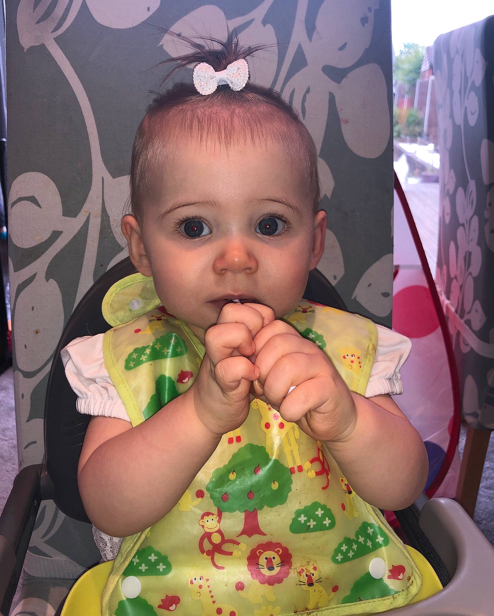 Harlie is registered to the contest to win money with this photo: baby, cheek, child, eating, face, finger, forehead, head, person, skin, thumb, toddler