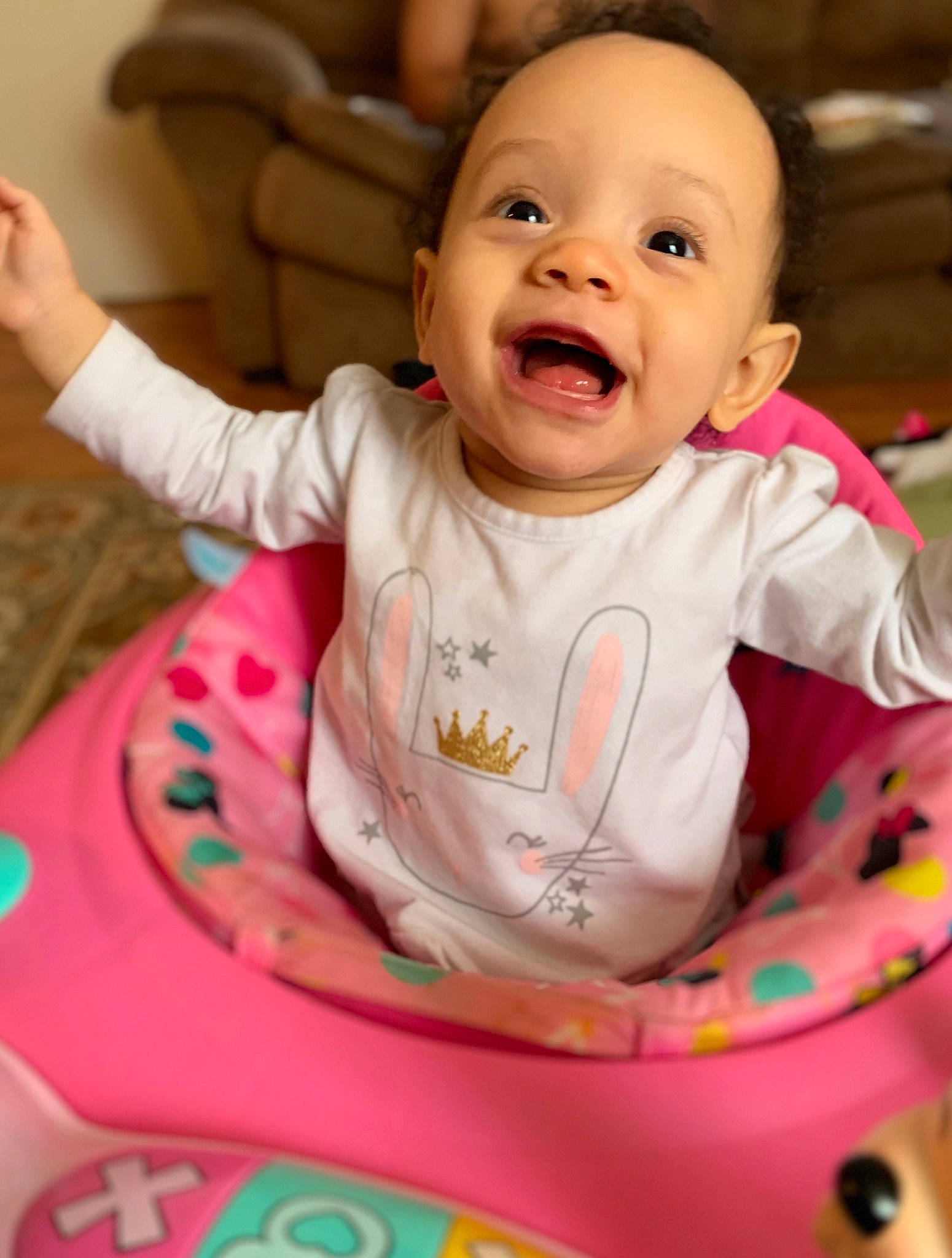 Margaux joined the competition — help win amazing prizes! baby, baby_laughing, baby_toddler_clothing, beauty, cheek, child, eye, face, facial_expression, fun, happy, head, iris, lip, mouth, person, pink, play, skin, smile