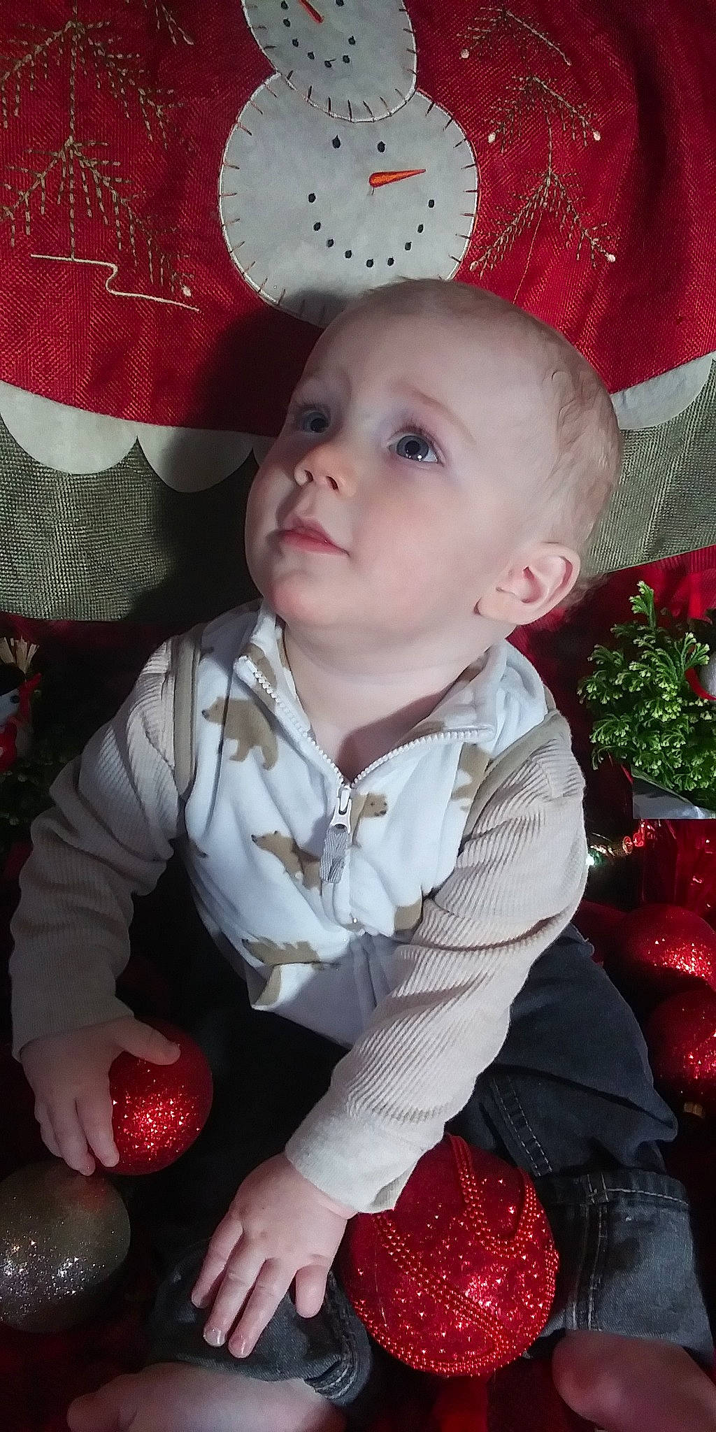 Konner joined the competition — help win amazing prizes! baby, baby_toddler_clothing, carmine, cheek, child, christmas, costume_accessory, holiday, iris, lip, person, red, toddler