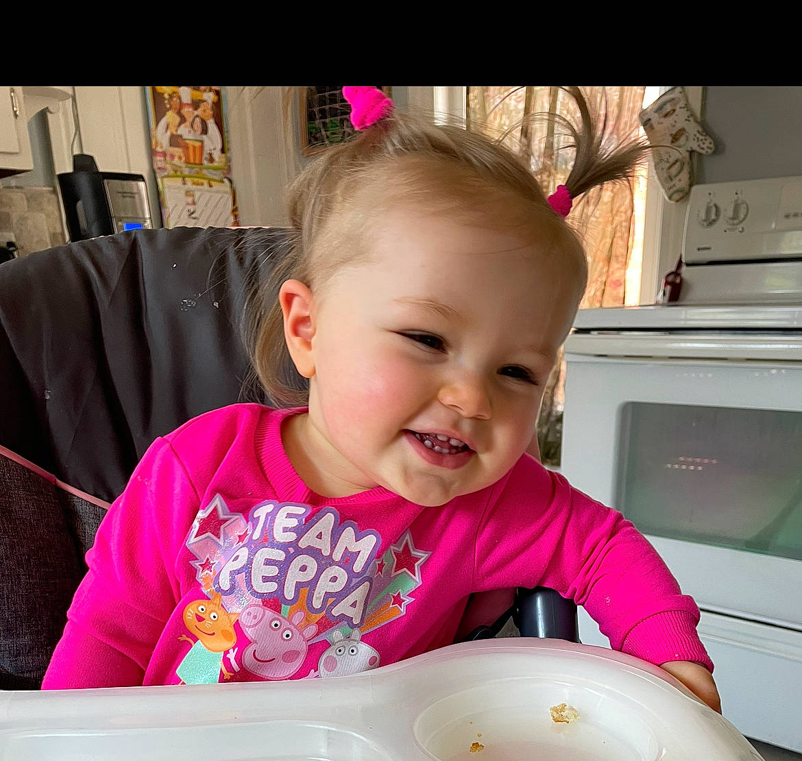 Giovanna joined the competition — help win amazing prizes! baby_toddler_clothing, chair, child, cool, cup, dishware, drinkware, eyelash, facial_expression, happy, person, pink, product, serveware, sleeve, smile, snapshot, t_shirt, table, tableware