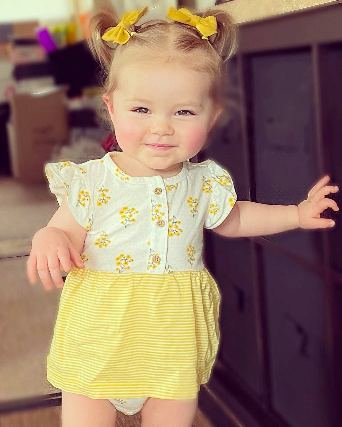 Giovanna joined the competition — help win amazing prizes! baby, baby_toddler_clothing, cheek, clothing, dress, face, hair, happy, head, human_body, iris, joy, neck, one_piece_garment, person, photograph, pink, skin, sleeve, smile