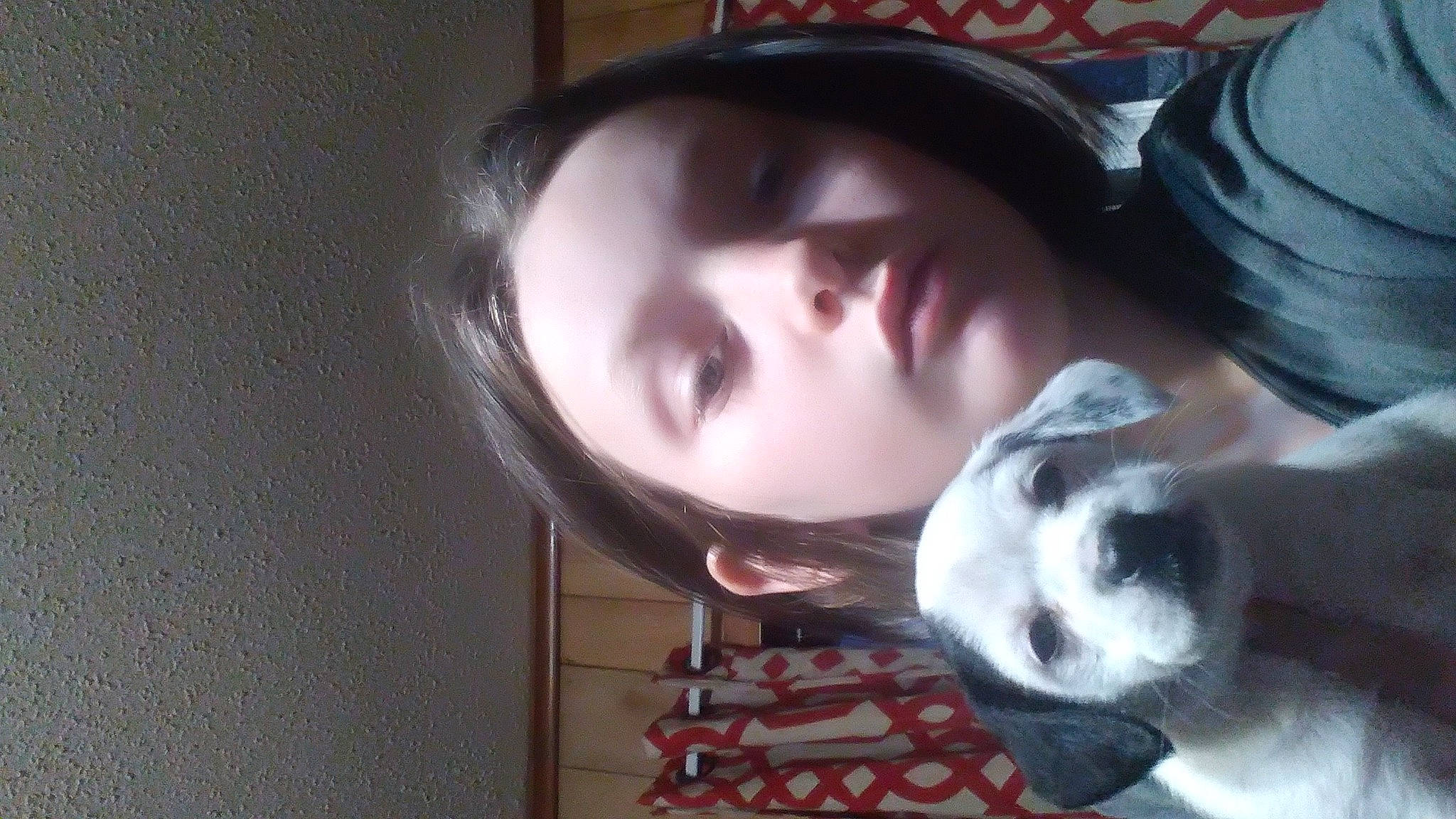 Jayliyn joined the competition — help win amazing prizes! bangs, black_hair, carnivore, cat, companion_dog, ear, eyebrow, eyelash, eyewear, felidae, fun, fur, hime_cut, jaw, mouth, neck, nose, person, selfie, skin