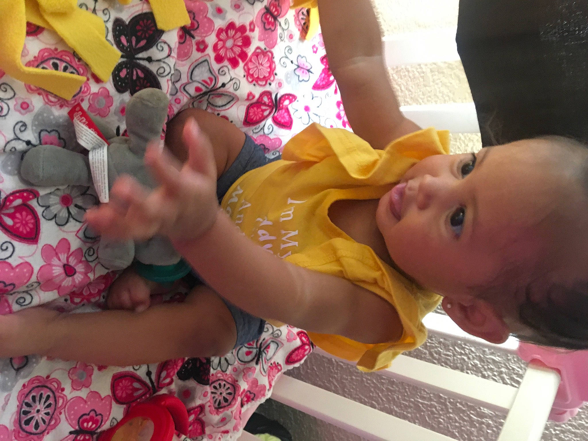 Iliana joined the competition — help win amazing prizes! baby, baby_toddler_clothing, child, computer_keyboard, event, finger, fun, happy, input_device, leisure, magenta, nail, pattern, peripheral, person, play, recreation, sharing, skin, toddler